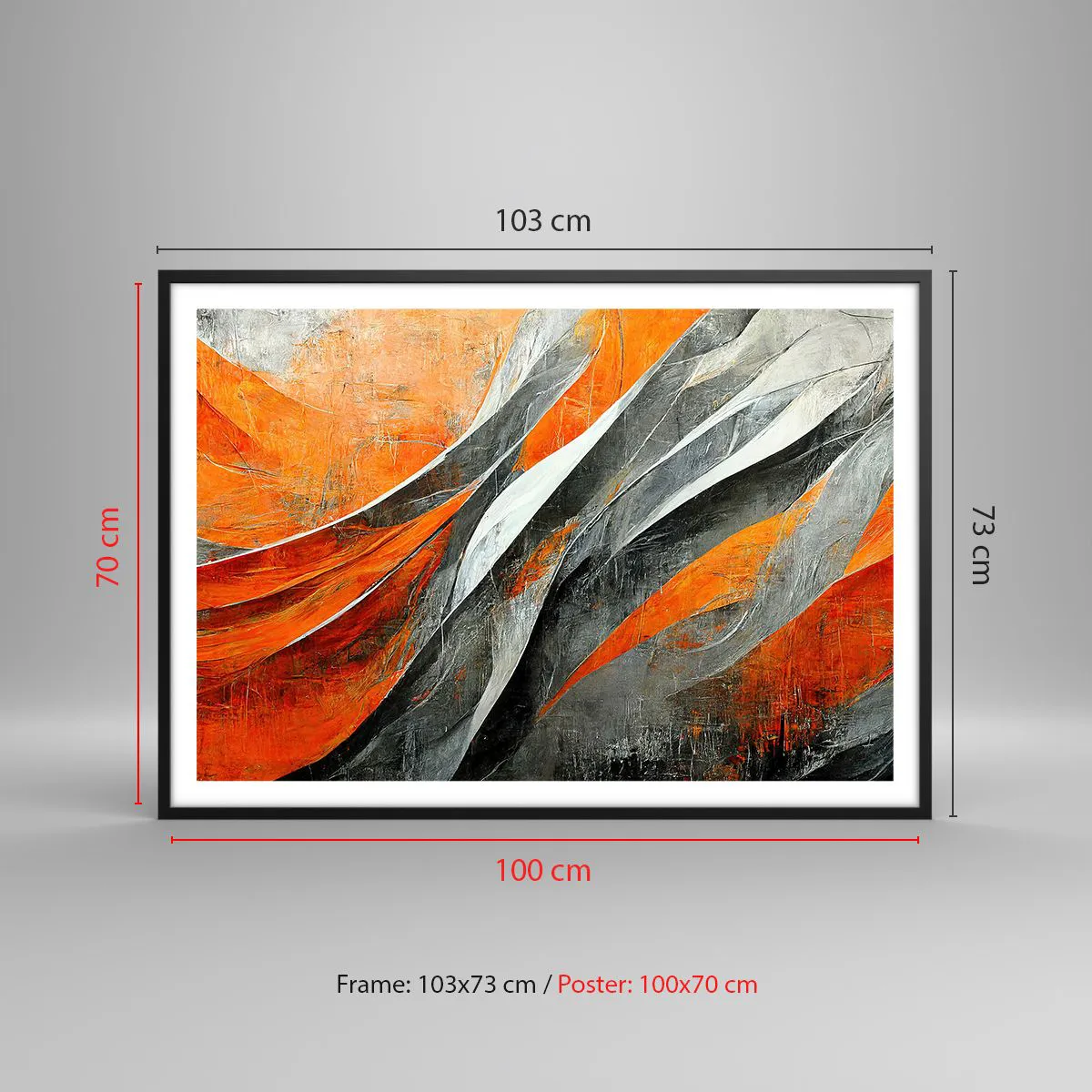 Pôster com moldura preta - Calor e frio - 100x70 cm