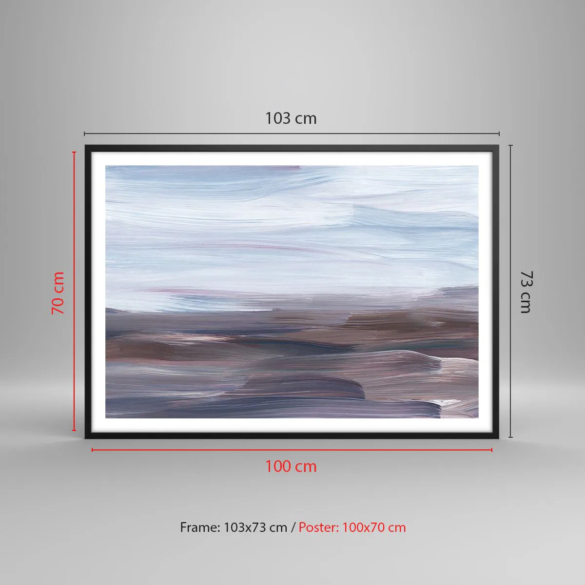 Affiche dans un cadre noir - Poster - Une abstraction subtile aux traits délicats dans des tons pastel. - 100x70cm - Éléments : eau - Décoration murale moderne pour le salon et la chambre ARTTOR