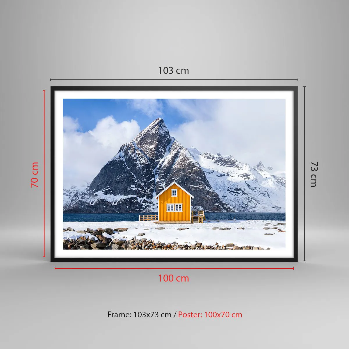 Affisch i svart ram - Skandinavisk semester - 100x70 cm