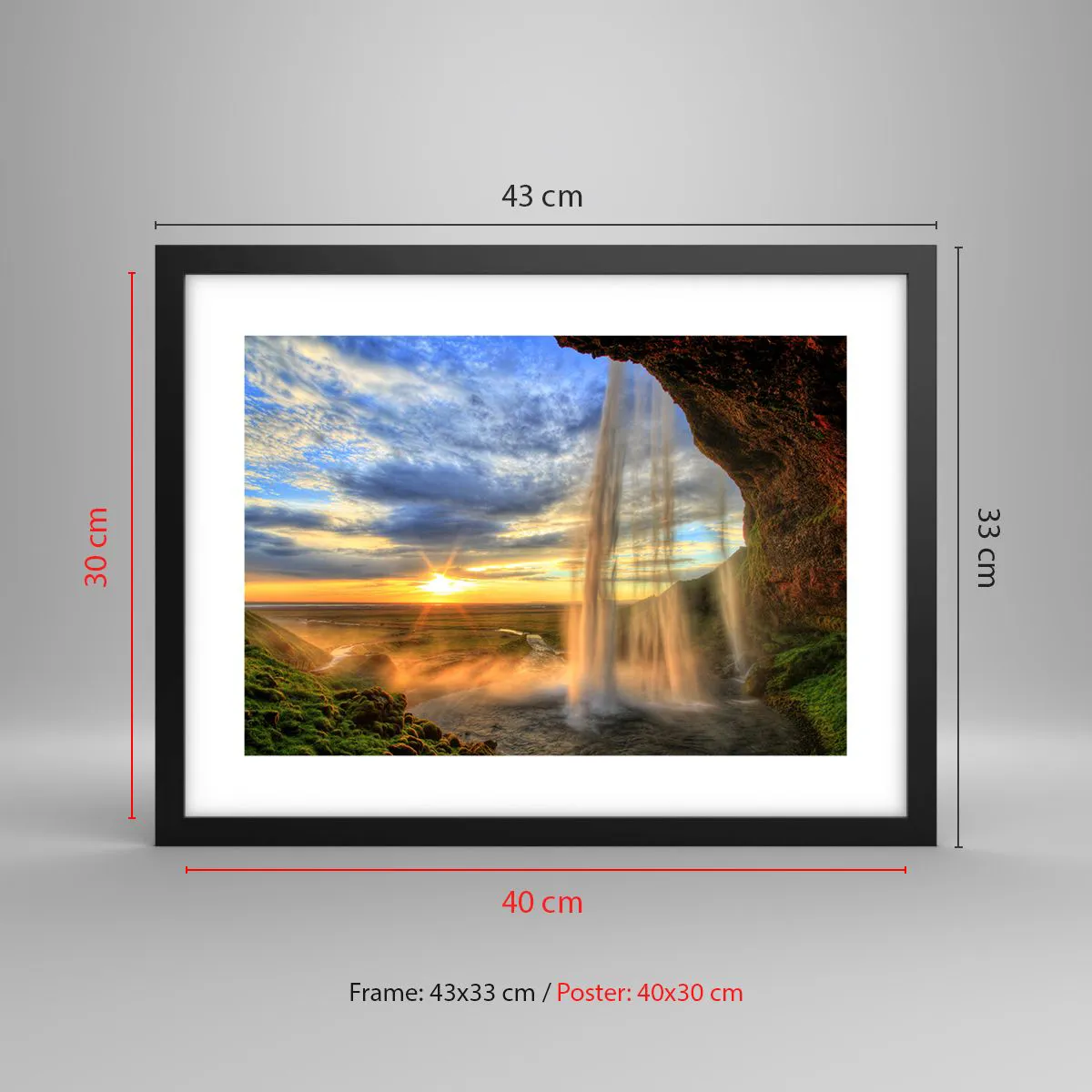 Plakat i sort ramme - Verden bag sløret af dråber - 40x30 cm