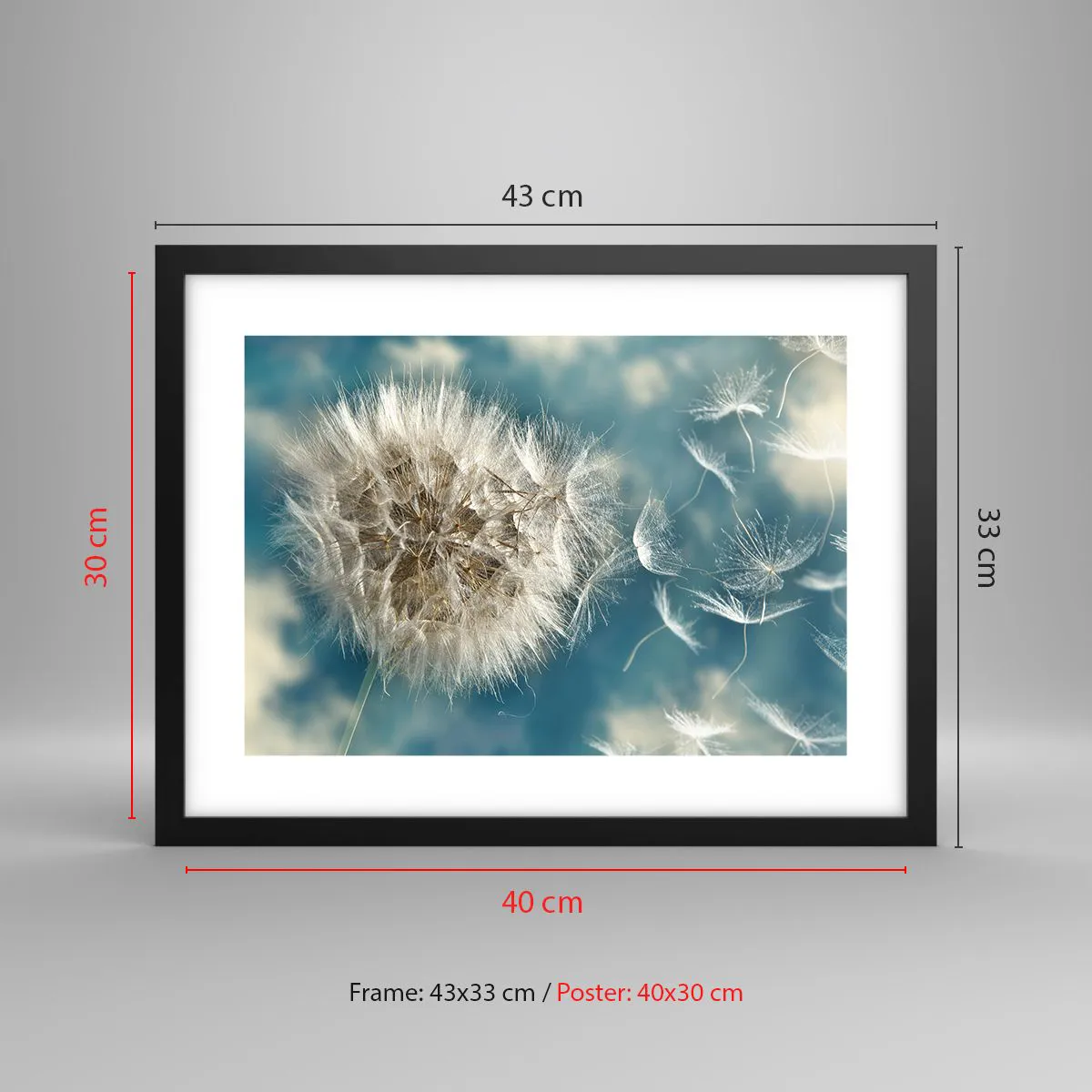 Affiche dans un cadre noir - Poster - souffle d'ange - 40x30 cm