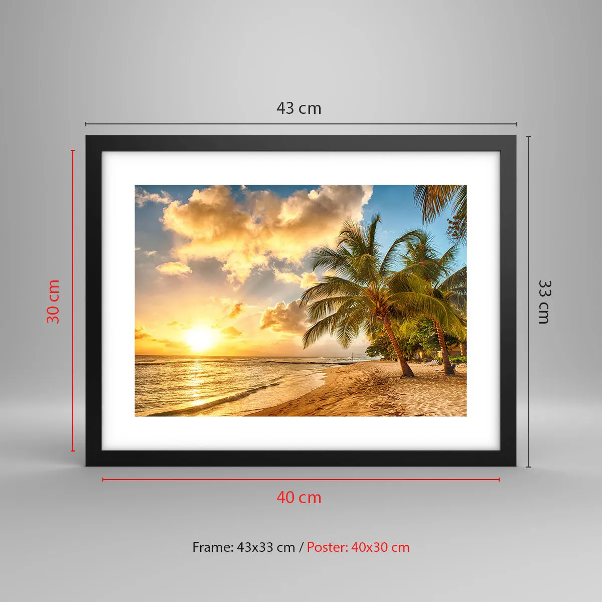 Affiche dans un cadre noir - Poster - Été éternel, toujours des vacances - 40x30 cm