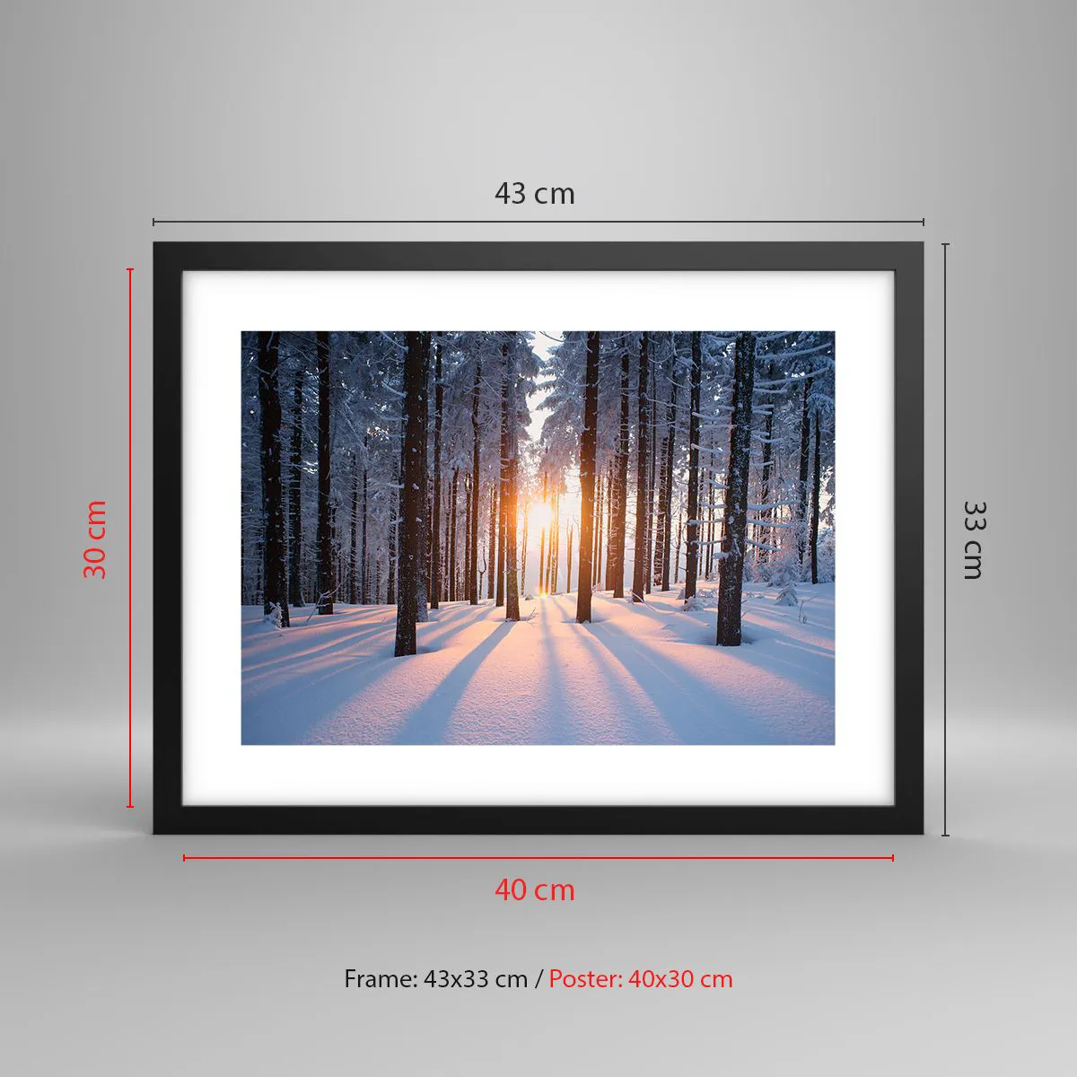 Affiche dans un cadre noir - Poster - Clairement en noir et blanc - 40x30 cm