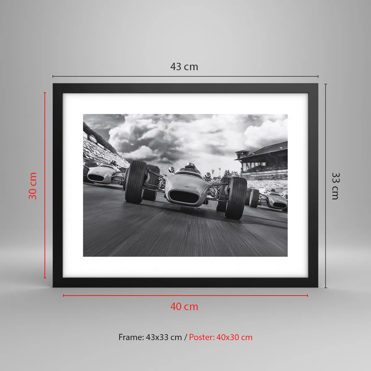 Pôster com moldura preta - O ronco do motor - 40x30 cm