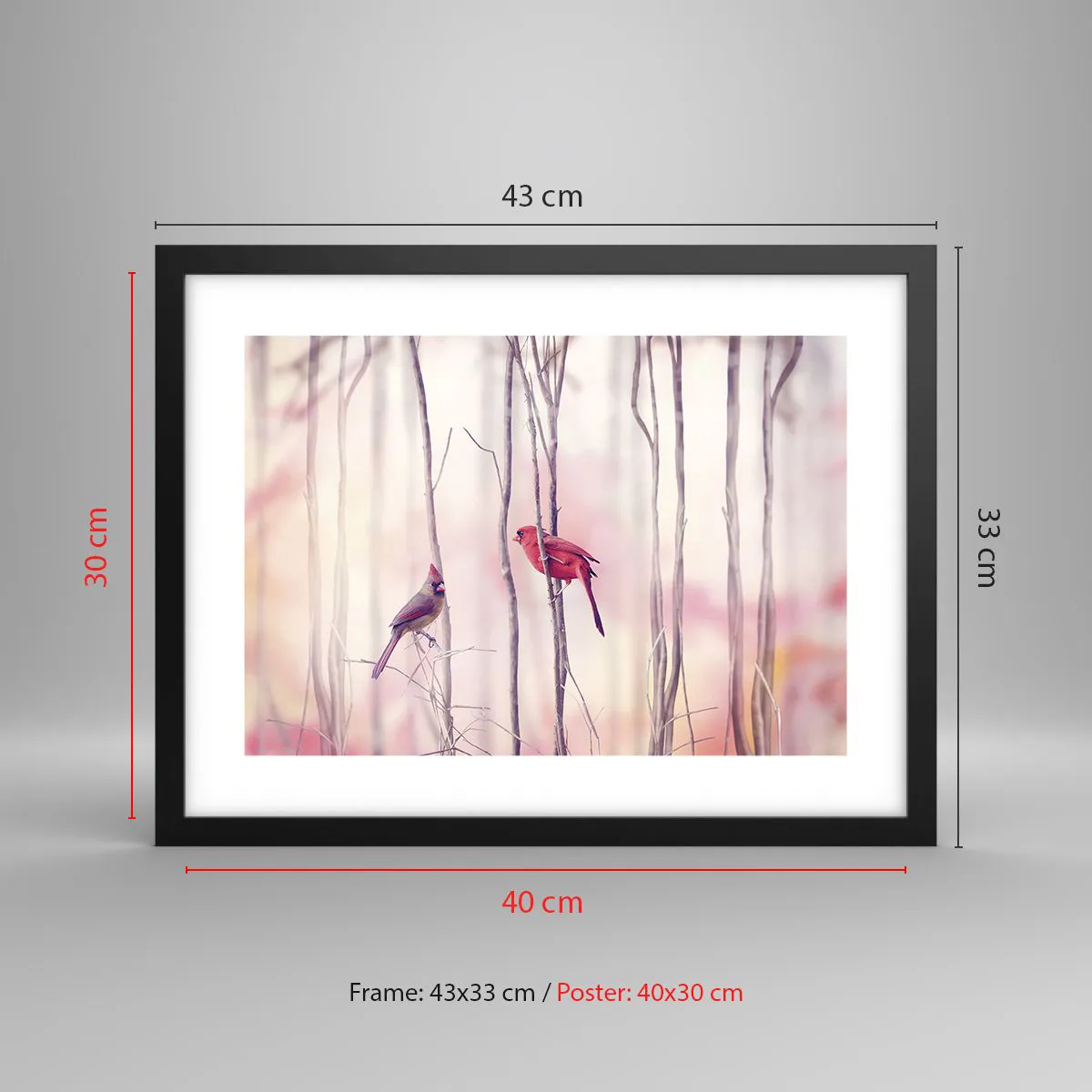 Plakat i sort ramme - Fortællingen om den lyserøde skov - 40x30 cm