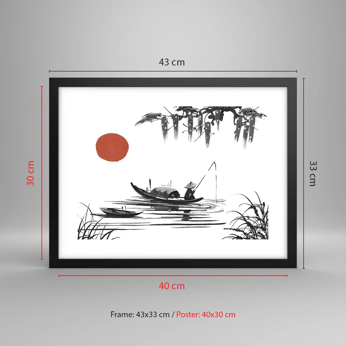 Affiche dans un cadre noir - Poster - Après-midi asiatique - 40x30 cm