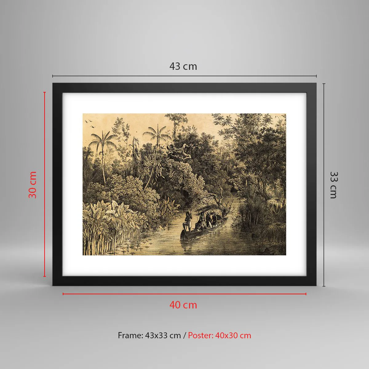 Póster en marco negro - Expedición a la fuente - 40x30 cm