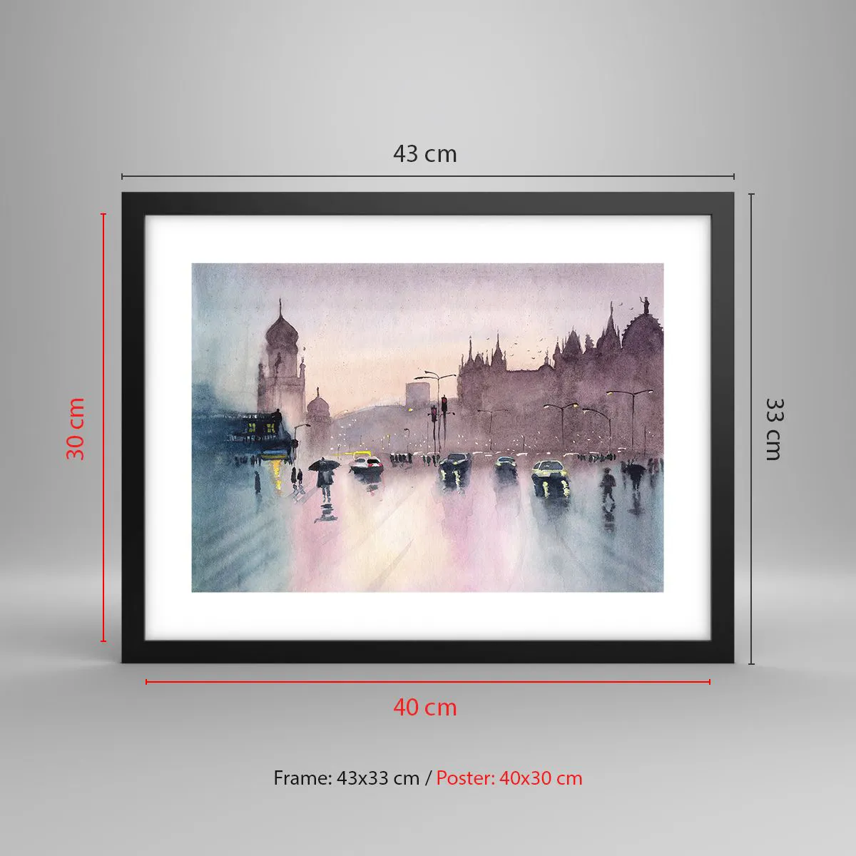 Poster in einem schwarzem Rahmen - Im regnerischen Dunst - 40x30 cm