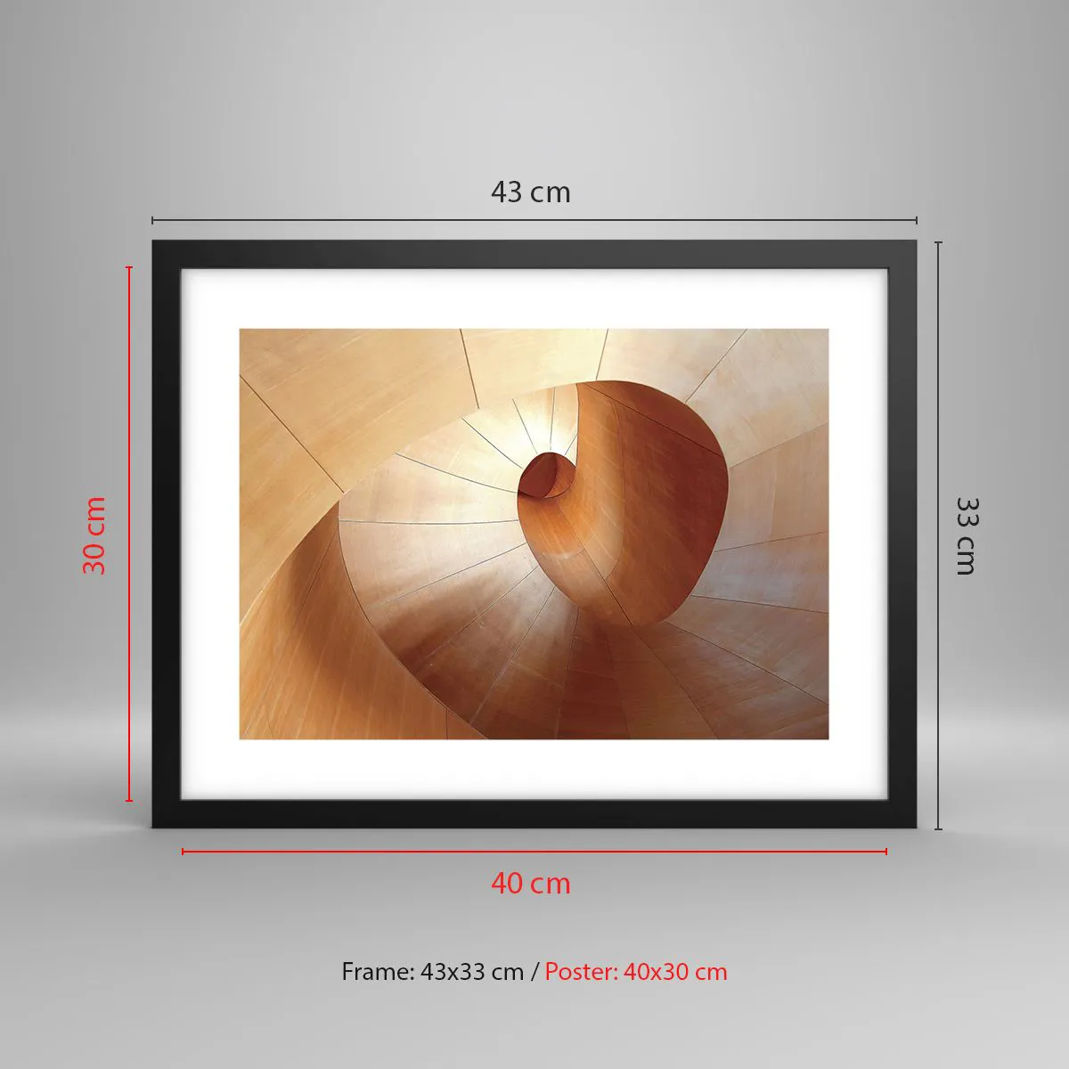 Affiche dans un cadre noir - Poster - Serpentin architectural - 40x30 cm