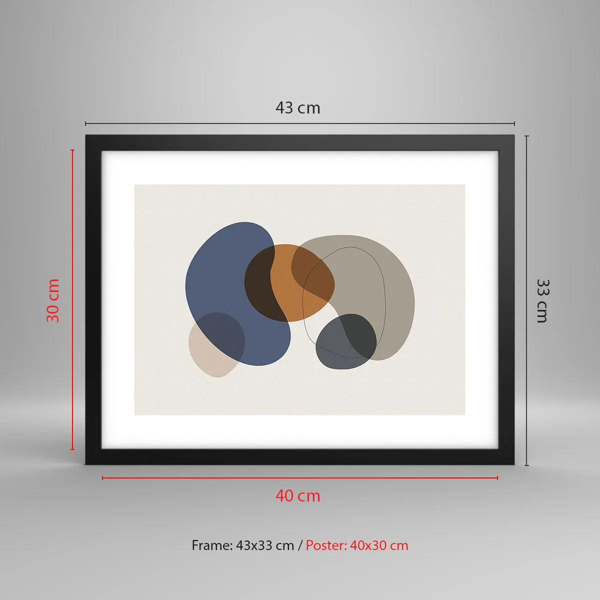 Plakat i sort ramme - Dråber af farve - 40x30 cm