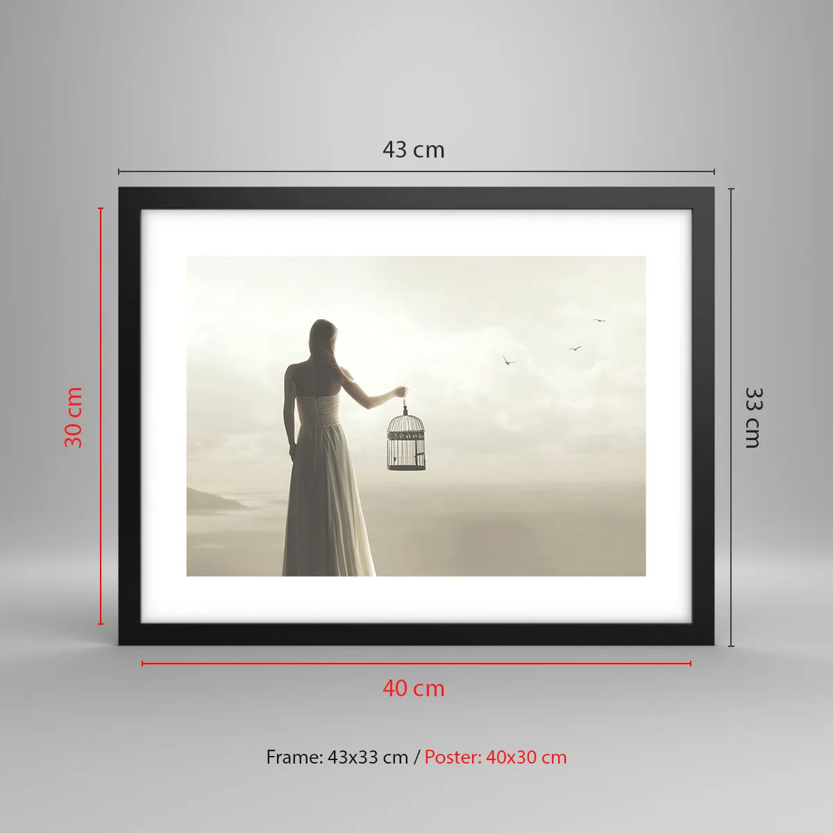 Plakat i sort ramme - Vær fri - 40x30 cm