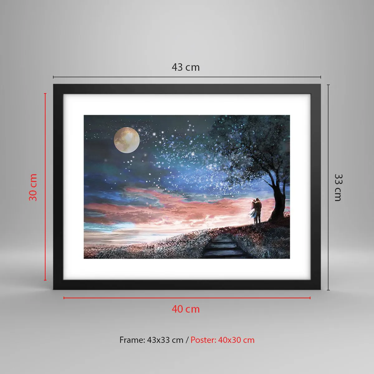 Affisch i svart ram - Stjärnig spektakel - 40x30 cm