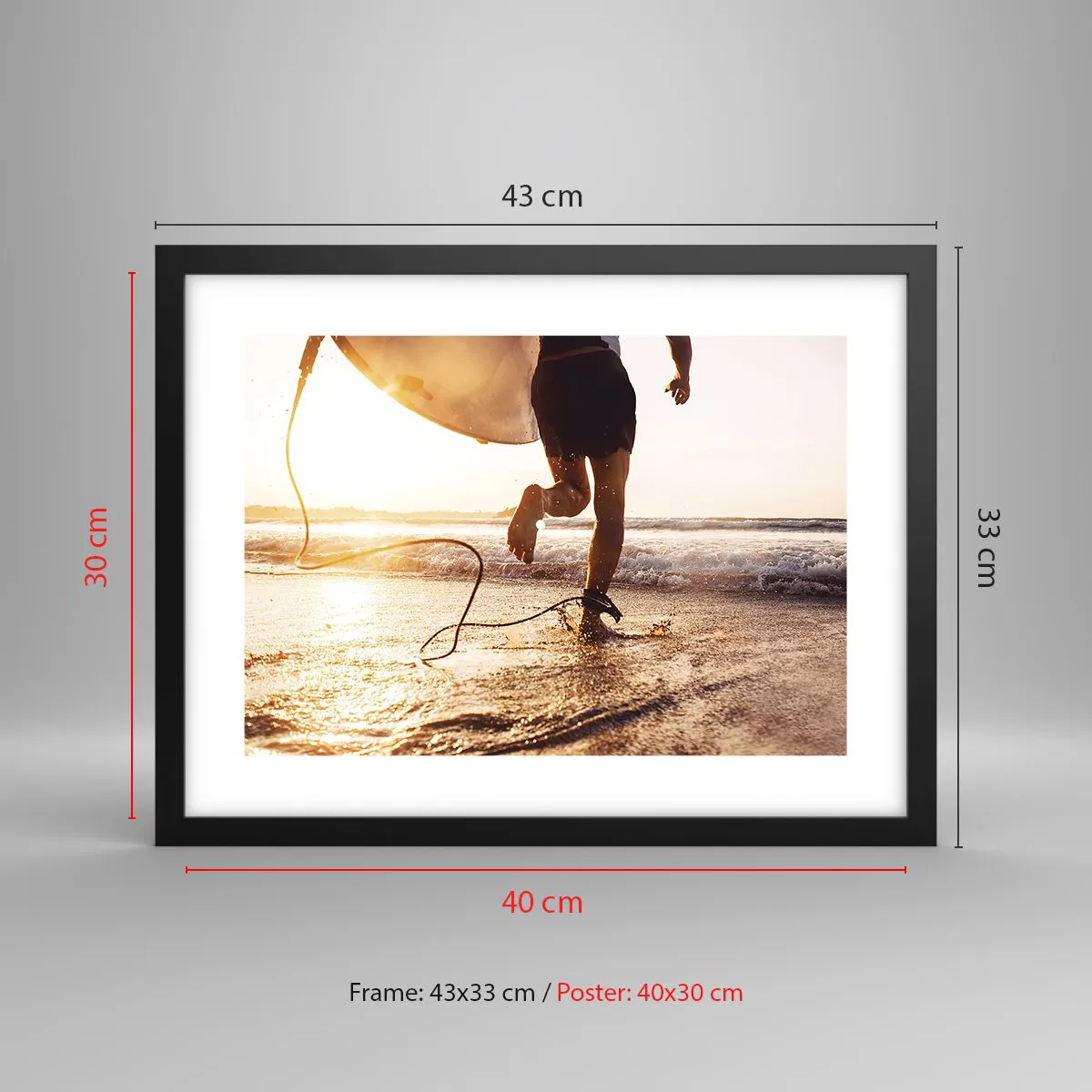 Poster in cornice nera - L'incontro delle onde - 40x30 cm