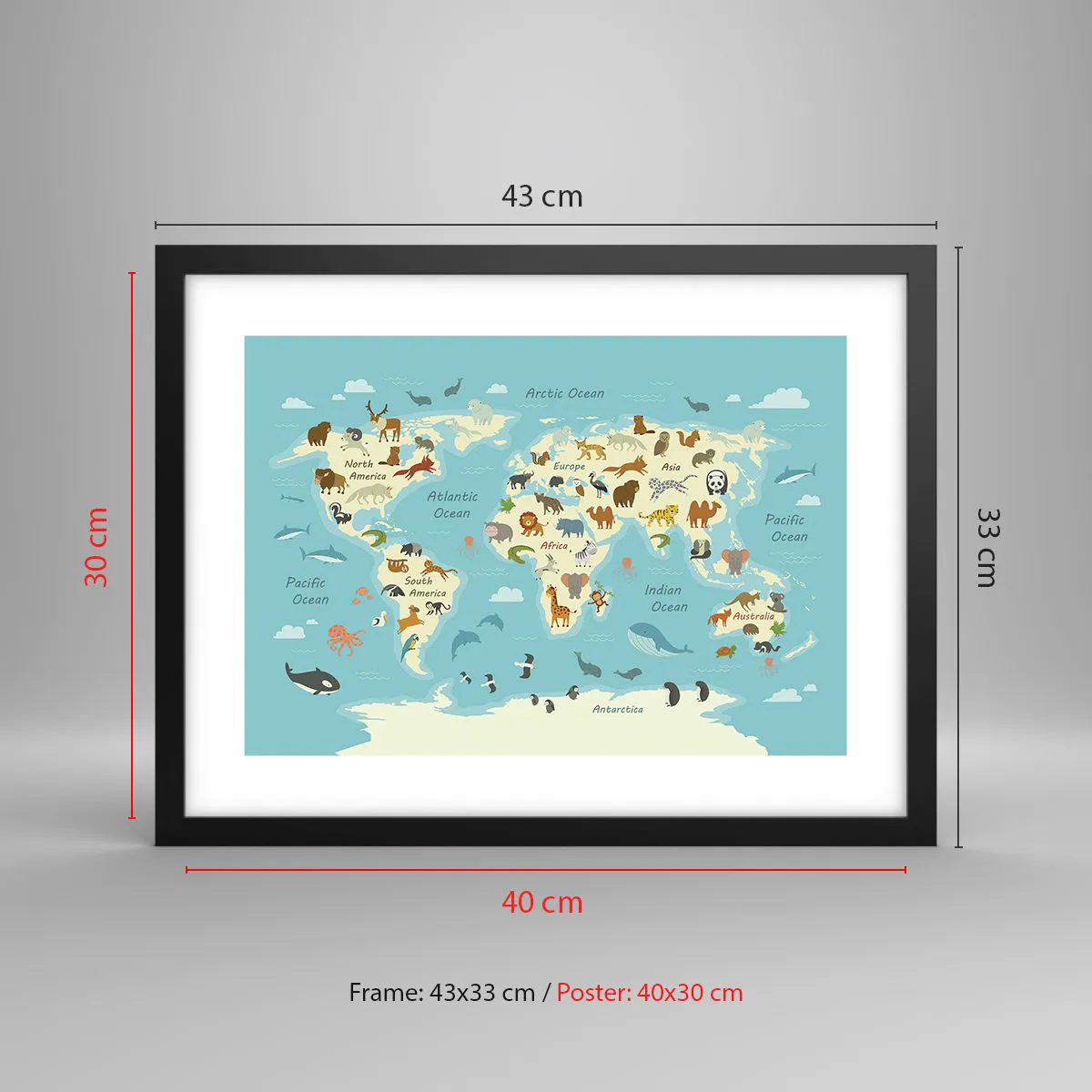 Plakat i sort ramme - Gode naboer - 40x30 cm