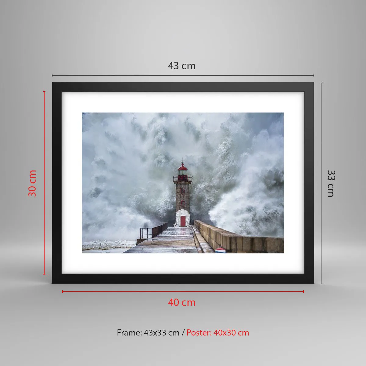 Affiche dans un cadre noir - Poster - Le rugissement des eaux, le bruit soufflera - 40x30 cm