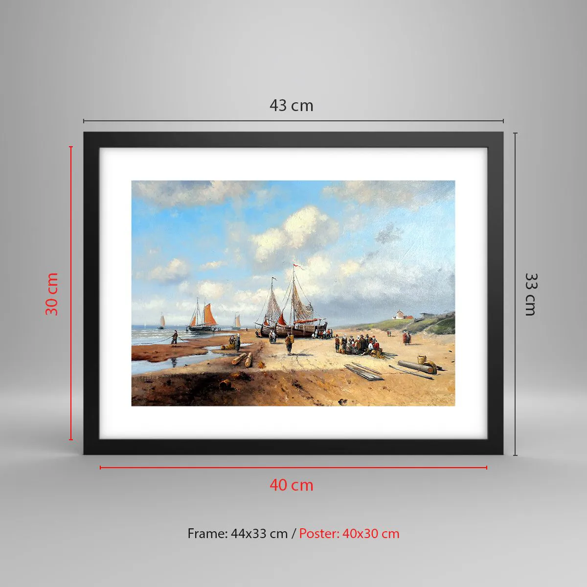 Poster in einem schwarzem Rahmen - Nach einem erfolgreichen Fischfang - 40x30 cm