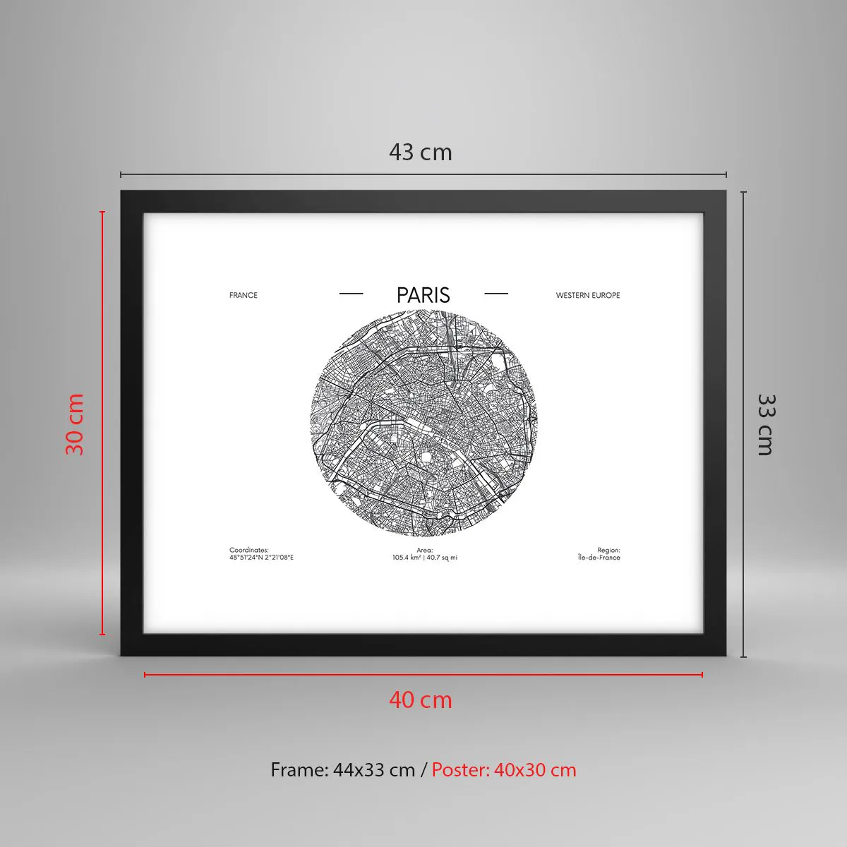 Plakát v černém rámu - Anatomie Paříže - 40x30 cm