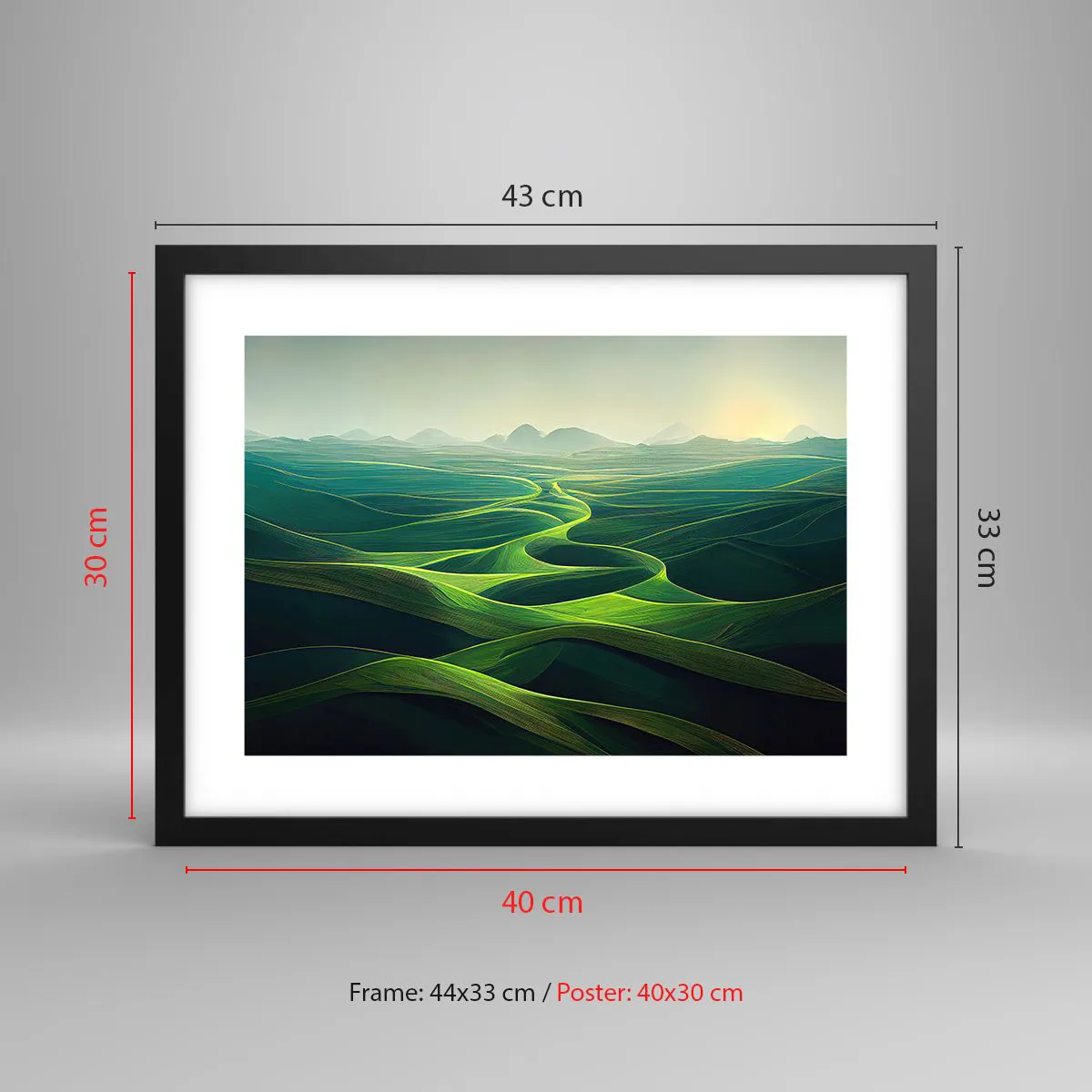 Affisch i svart ram - I gröna dalar - 40x30 cm