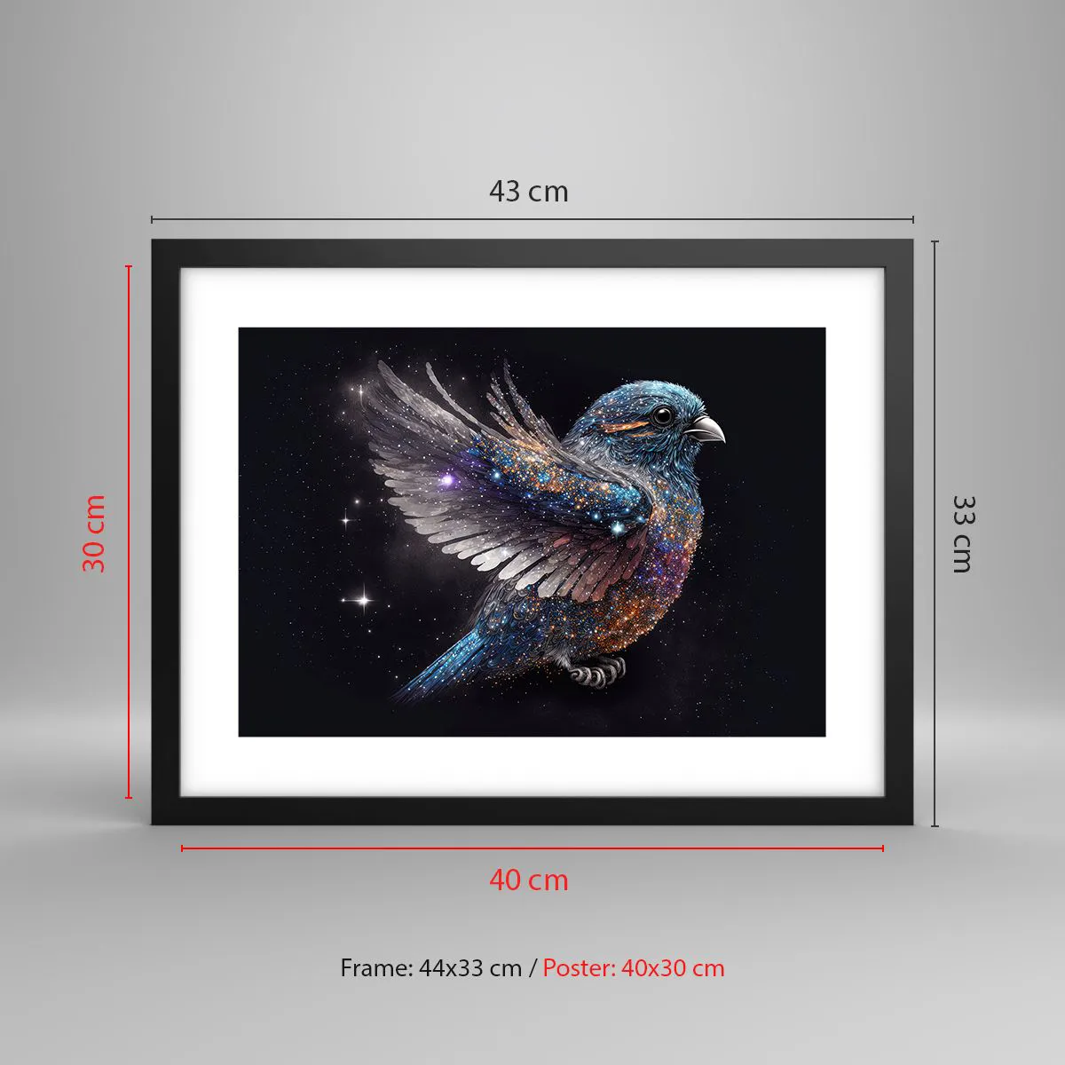 Poster in einem schwarzem Rahmen - Diamantsperling - 40x30 cm