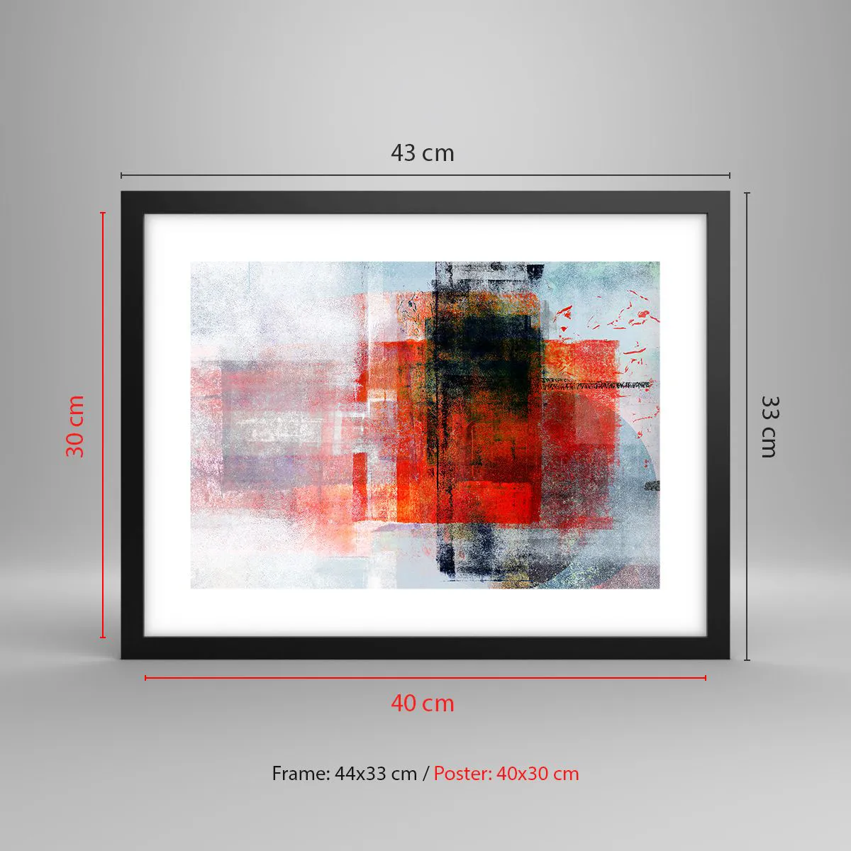 Poster in een zwarte lijst - Een gloeiende compositie  - 40x30 cm