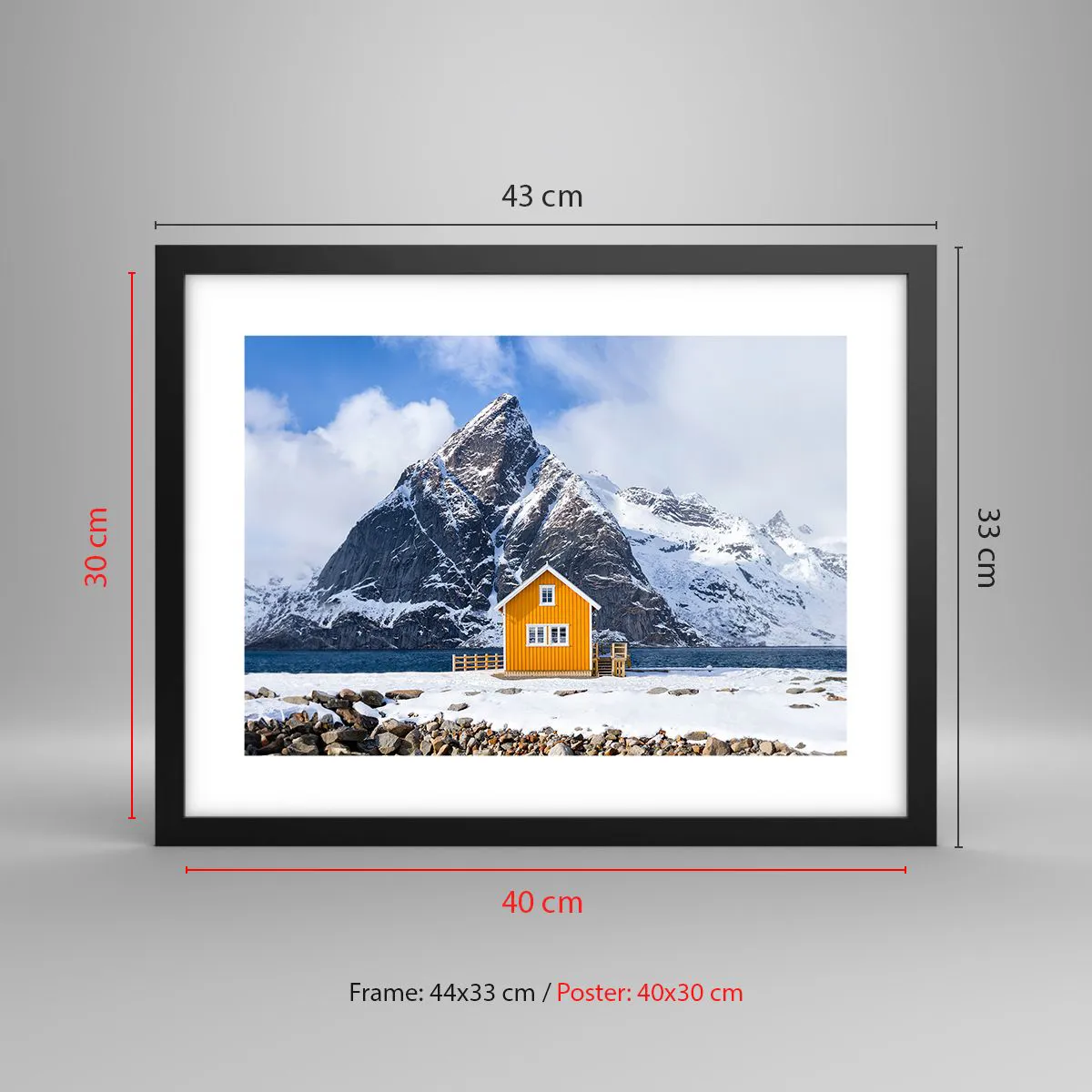 Plakat i sort ramme - Skandinavisk ferie - 40x30 cm