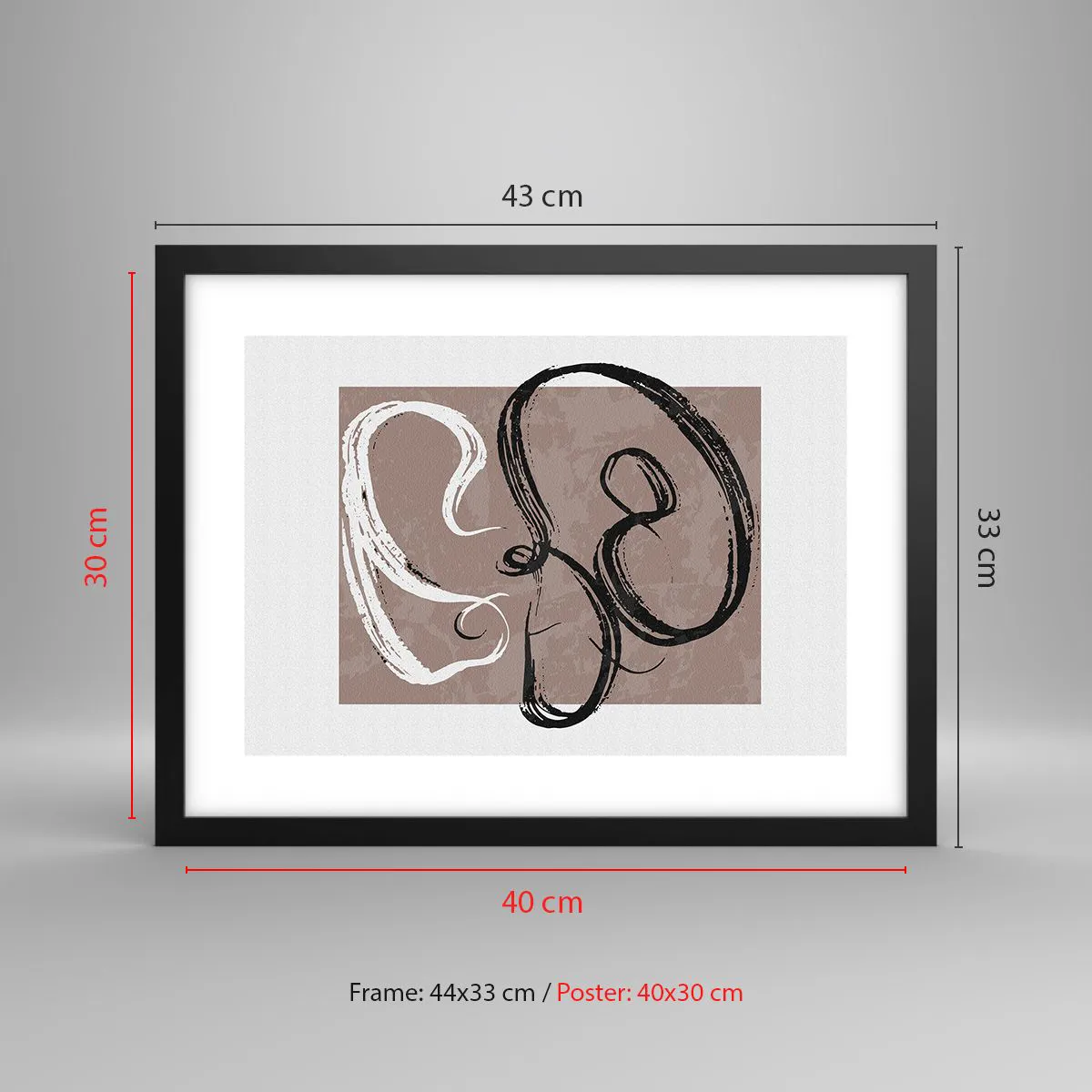 Plakat i sort ramme - Komposition - en søgen efter fuldstændighed - 40x30 cm