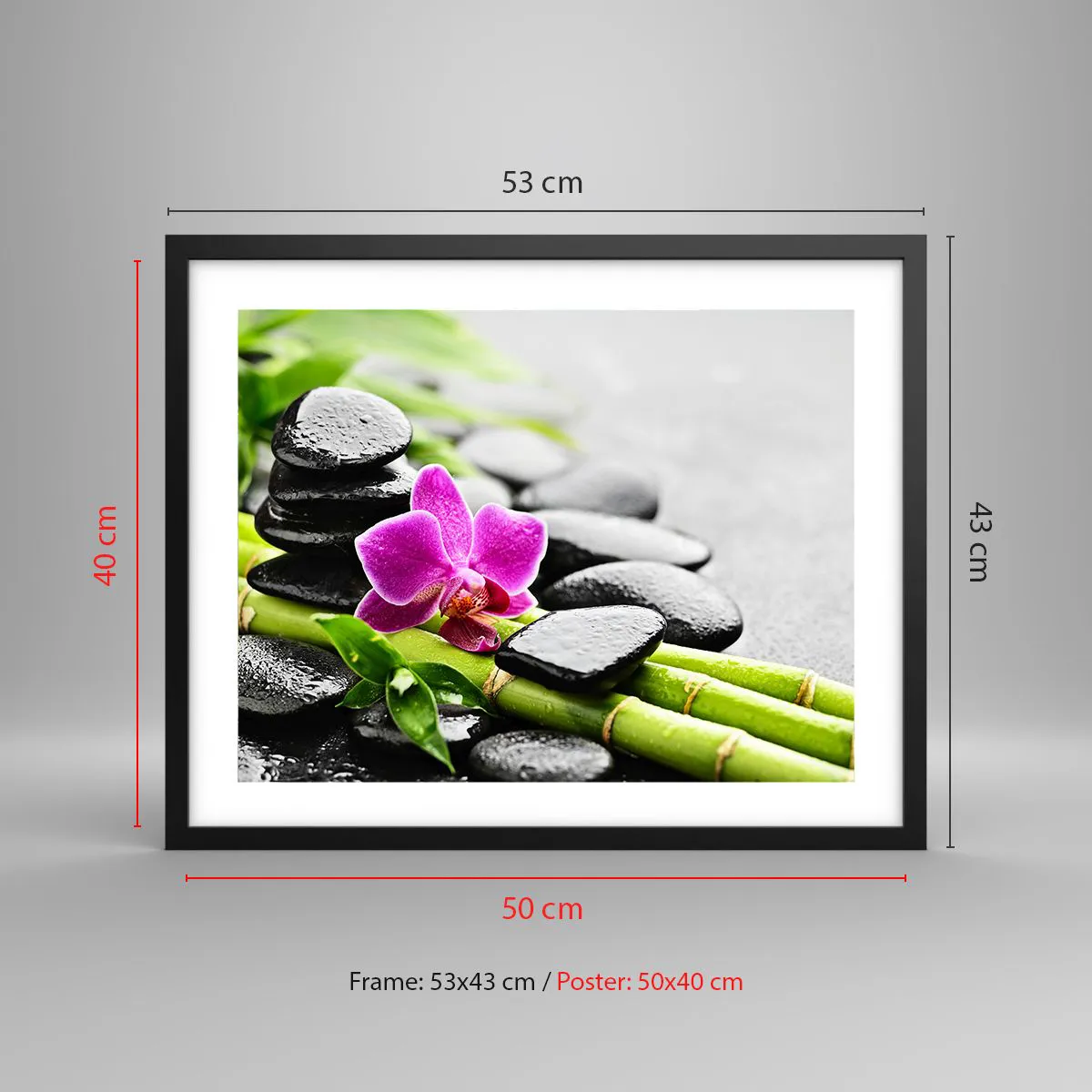 Poster in een zwarte lijst - In een vrede evenwicht - 50x40 cm