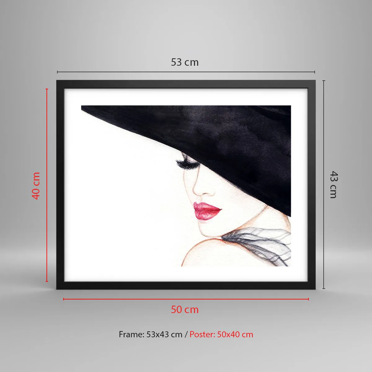 Poster in een zwarte lijst - Elegantie en sensualiteit - 50x40 cm