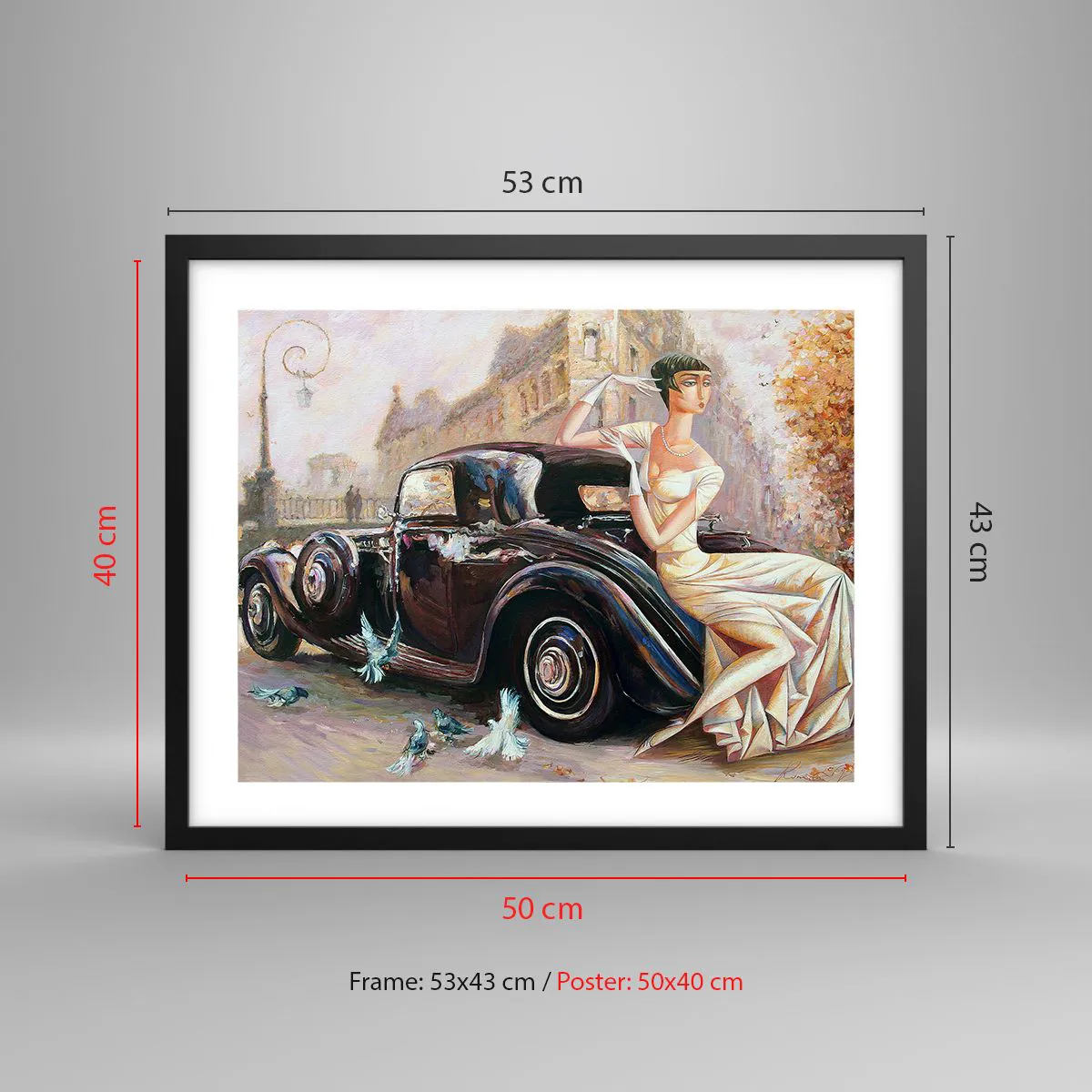 Poszter fehér keretben - Elegancia retro stílusban - 50x40 cm