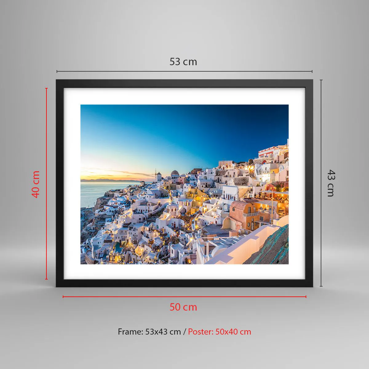 Poster in einem schwarzem Rahmen - Die Essenz des Griechischen - 50x40 cm