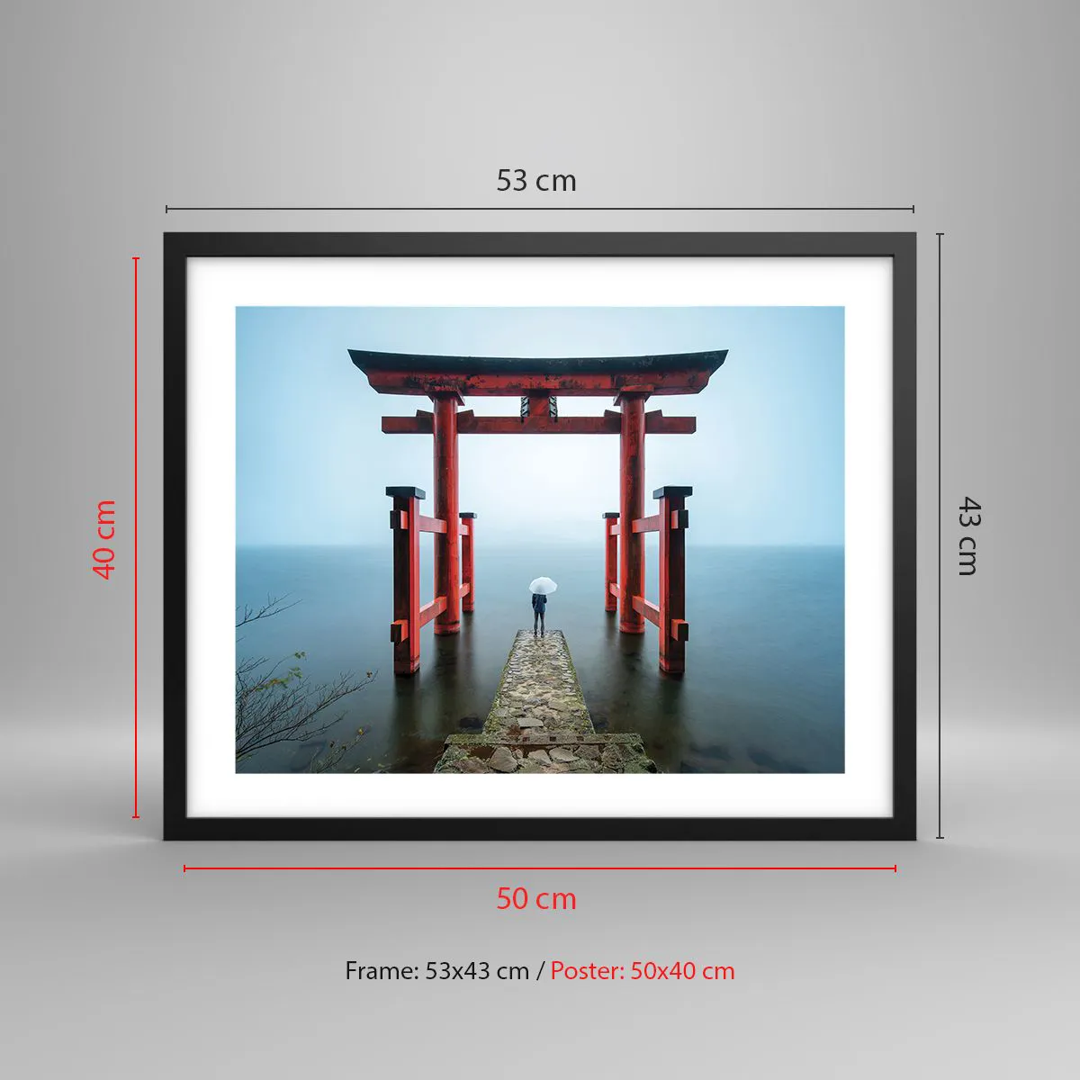 Pôster com moldura preta - Devaneio japonês - 50x40 cm