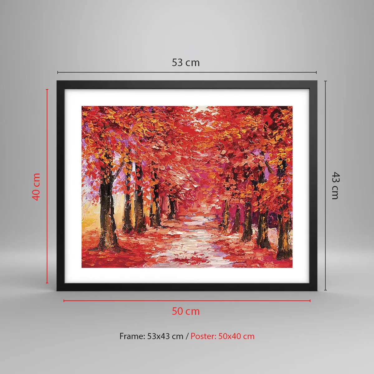 Plakat i sort ramme - Efterårets indtryk - 50x40 cm