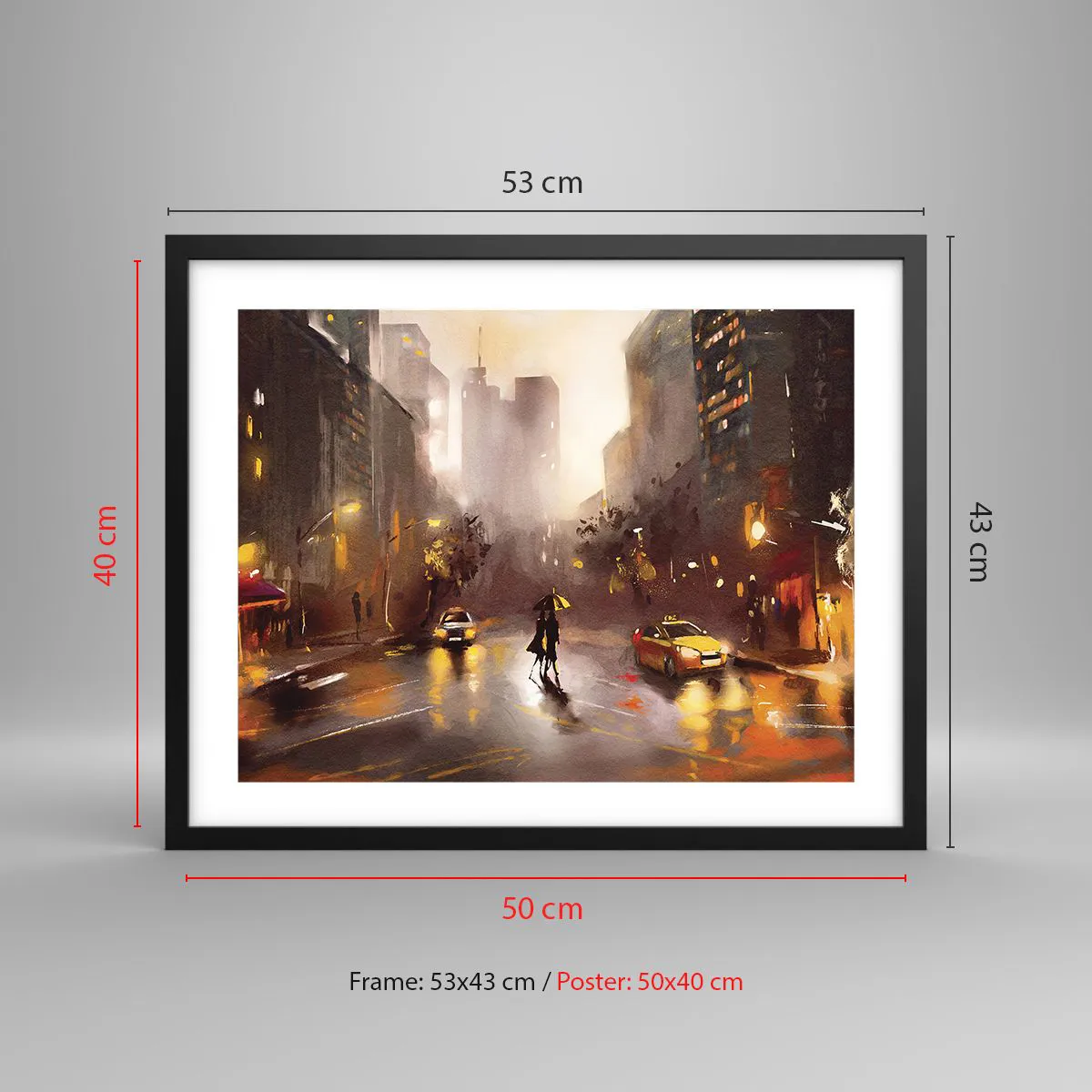 Plakat i sort ramme - Til New Yorks lys - 50x40 cm