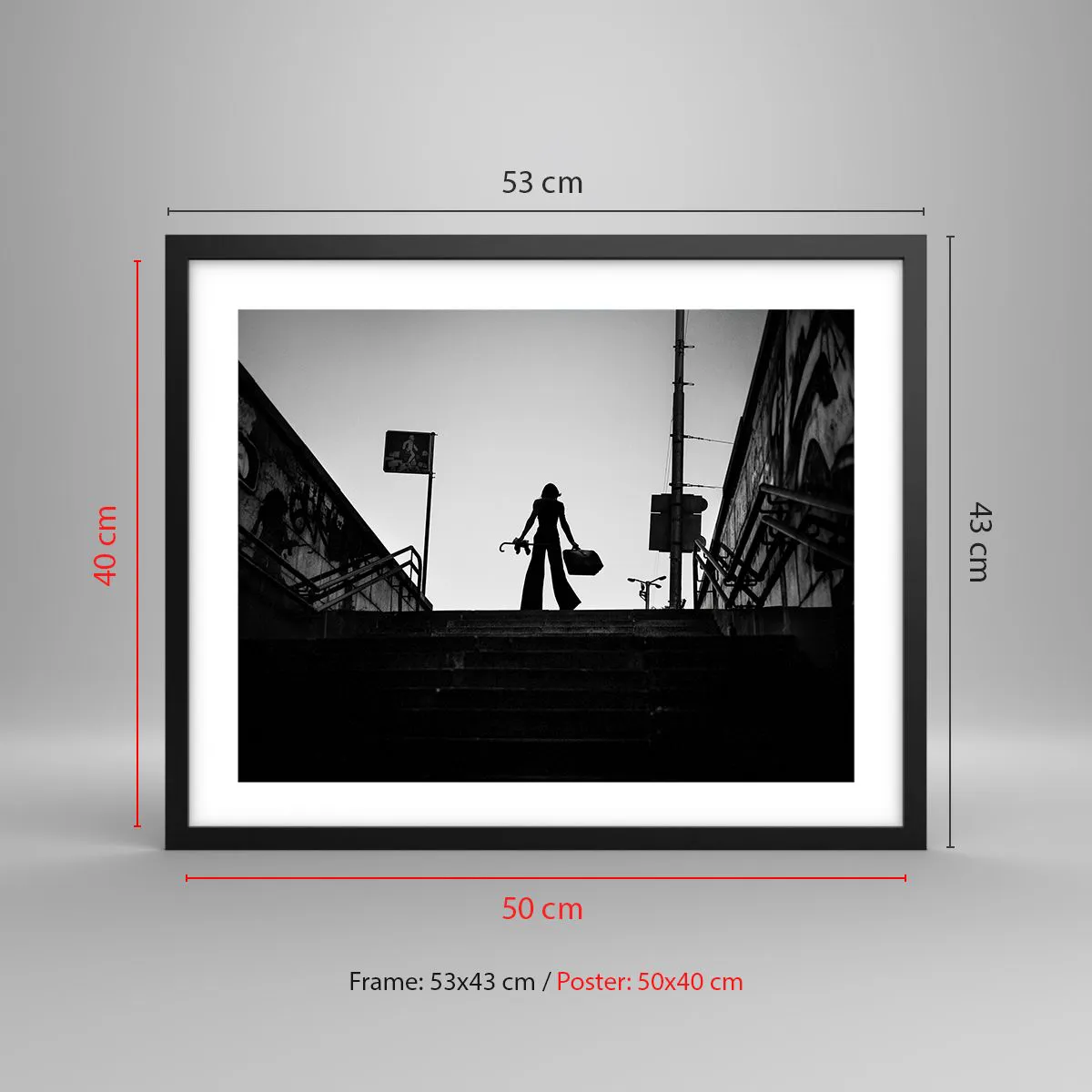 Poster in black frame - City Wander - 50x40 cm