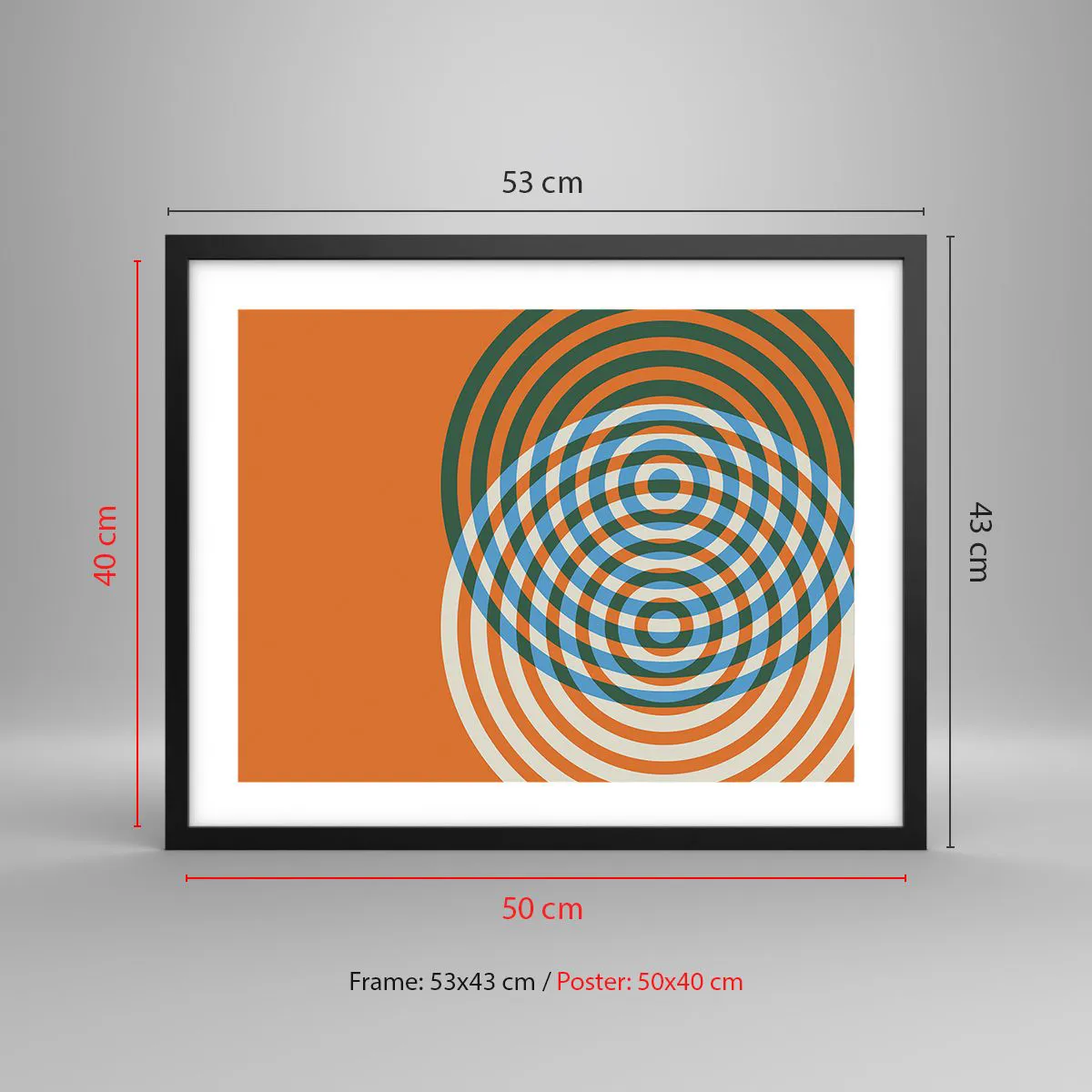 Poster in black frame - Abstract Variation on a Circle - 50x40 cm