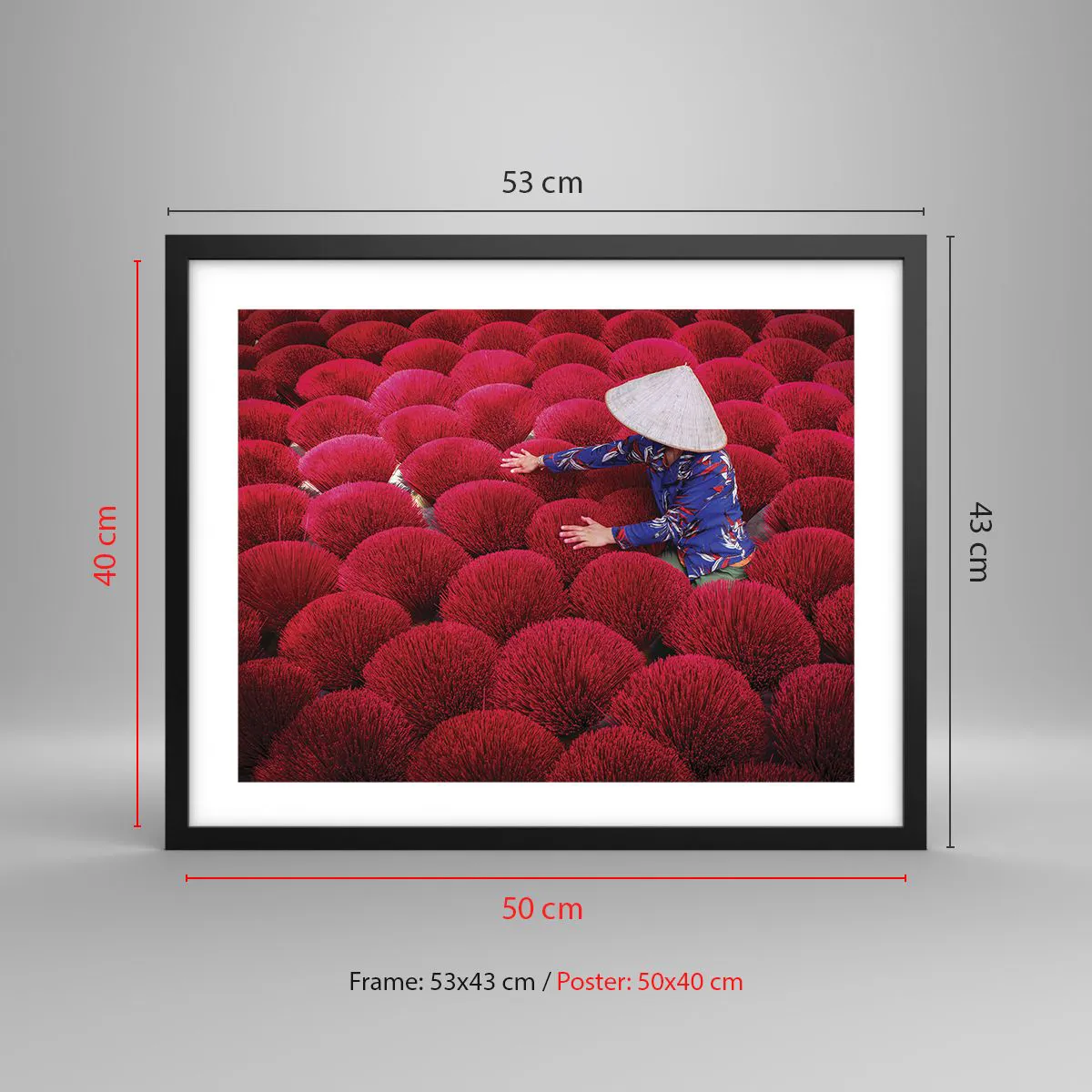 Plakat i sort ramme - I en rismark - 50x40 cm