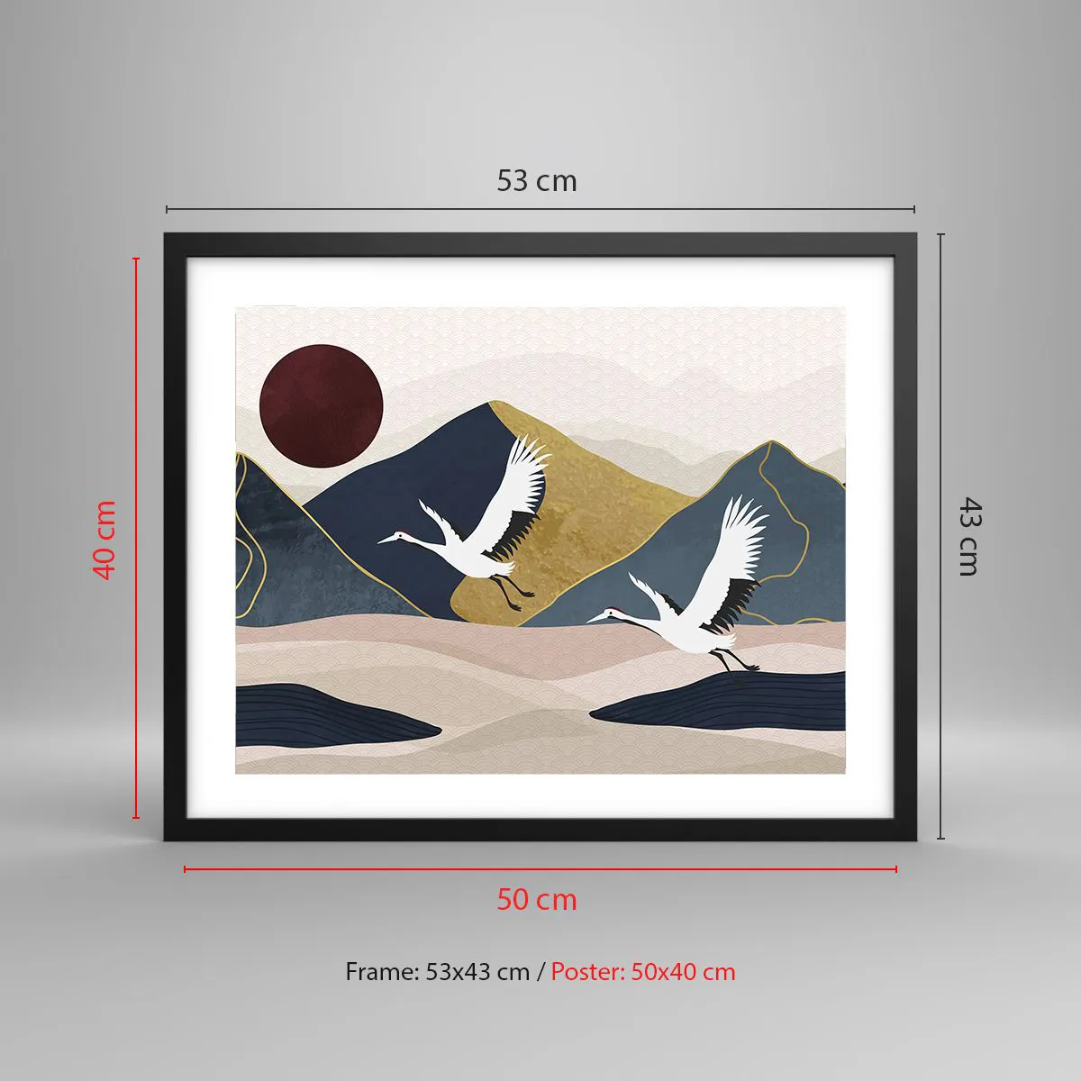 Affiche dans un cadre noir - Poster - Encore une fois, la journée s'est ÉCOULÉE - 50x40 cm