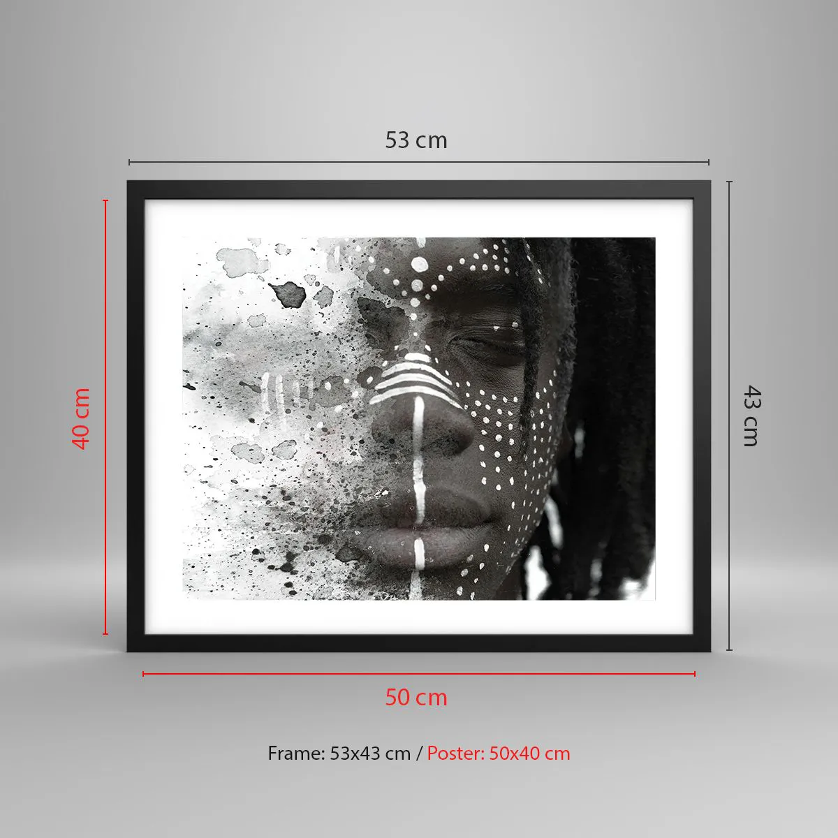 Poster in einem schwarzem Rahmen - Entdecke den Urgeist - 50x40 cm
