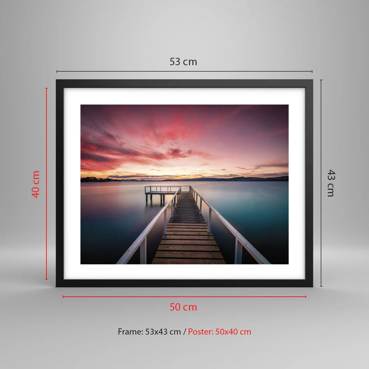 Plakat i sort ramme - Aftenens blide flamme - 50x40 cm