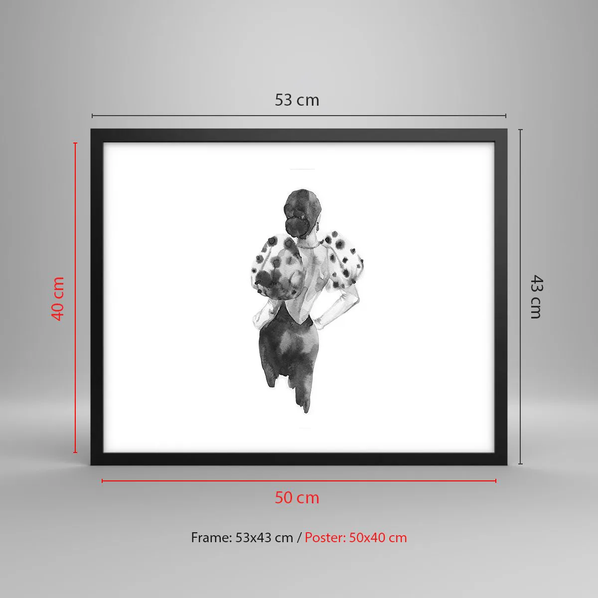 Póster en marco negro - Pasa justo por aquí - 50x40 cm