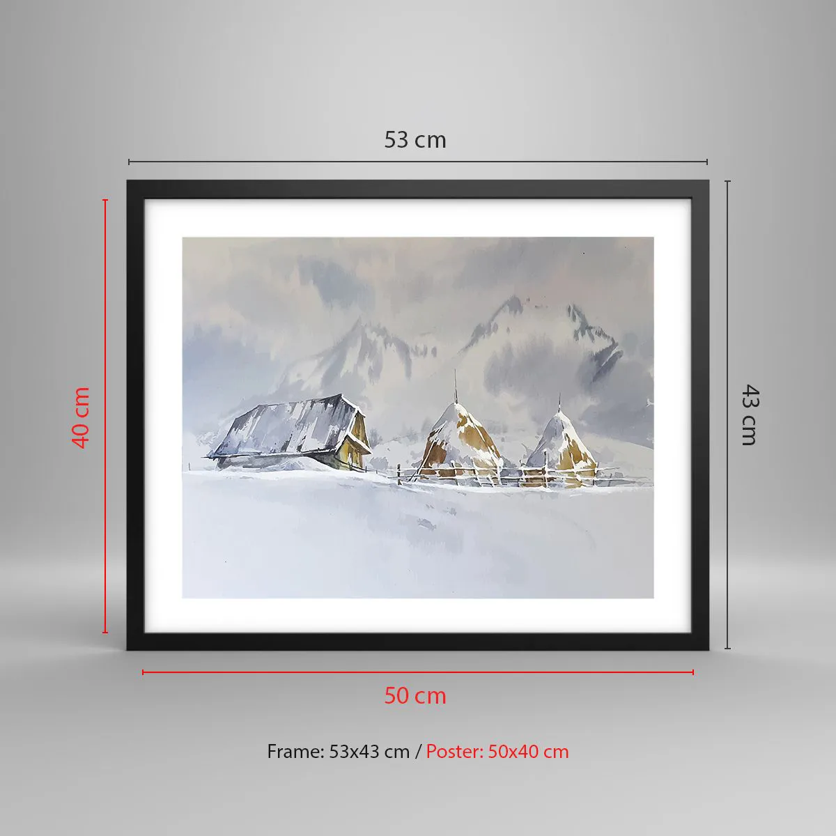 Poszter fehér keretben - Egy havas völgyben - 50x40 cm