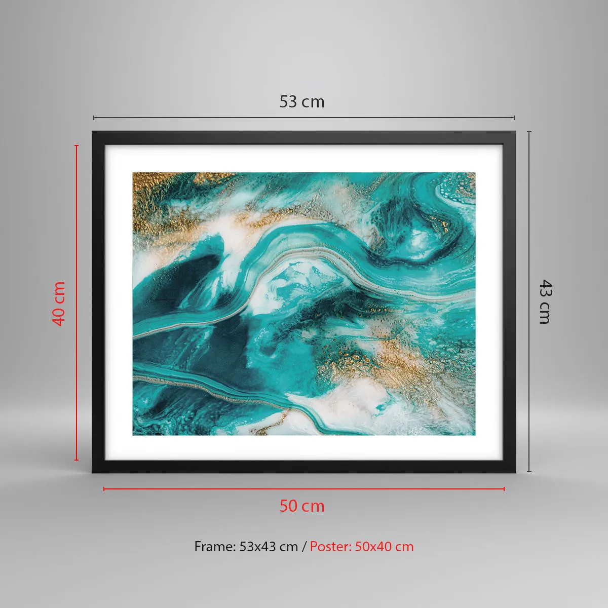 Plakát v černém rámu - Řeka zlata - 50x40 cm