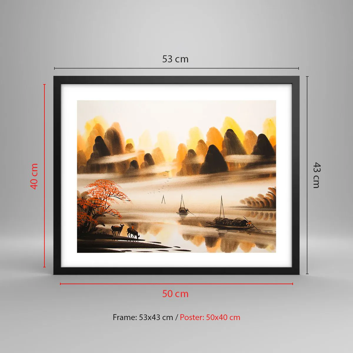 Affiche dans un cadre noir - Poster - Plus loin que l'Extrême-Orient - 50x40 cm