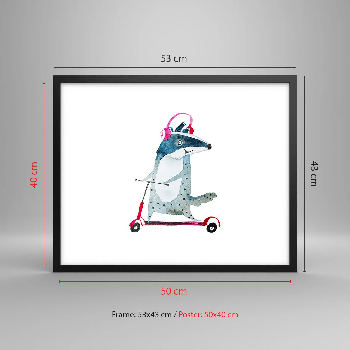 Plakat w czarnej ramie - Borsucze radości - 50x40 cm