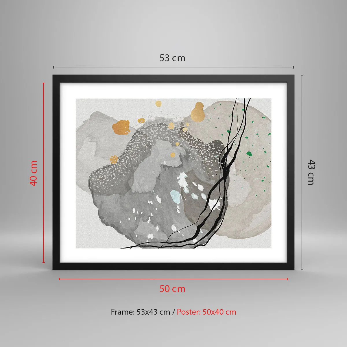 Plakat w czarnej ramie - Kompozycja organiczna - 50x40 cm