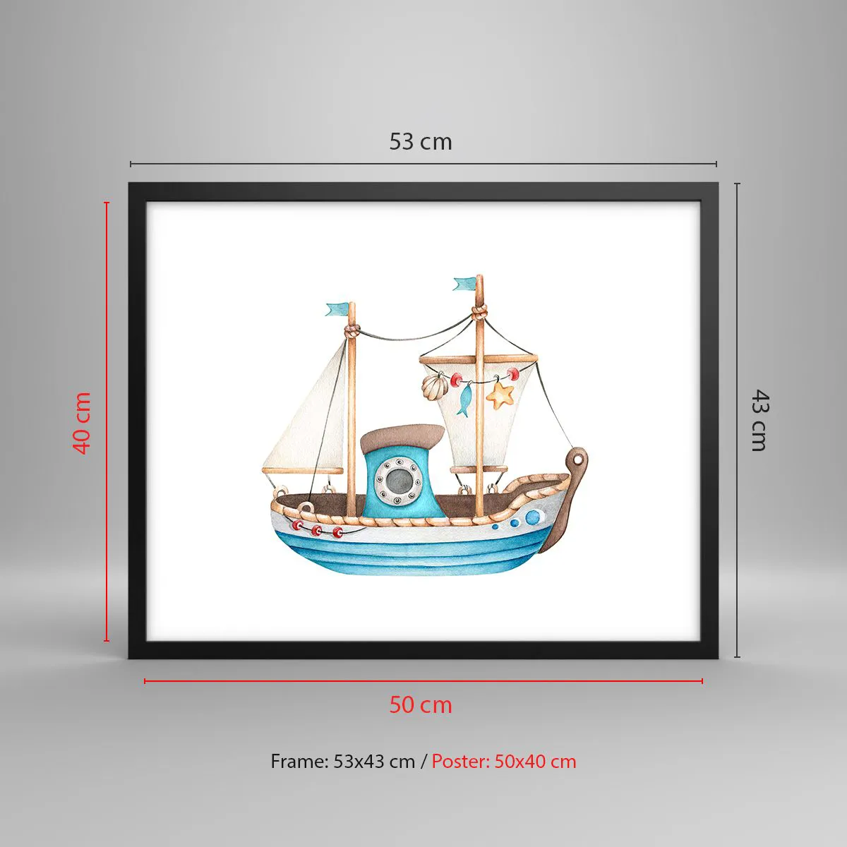 Poster in einem schwarzem Rahmen - Ahoi, Abenteuer! - 50x40 cm