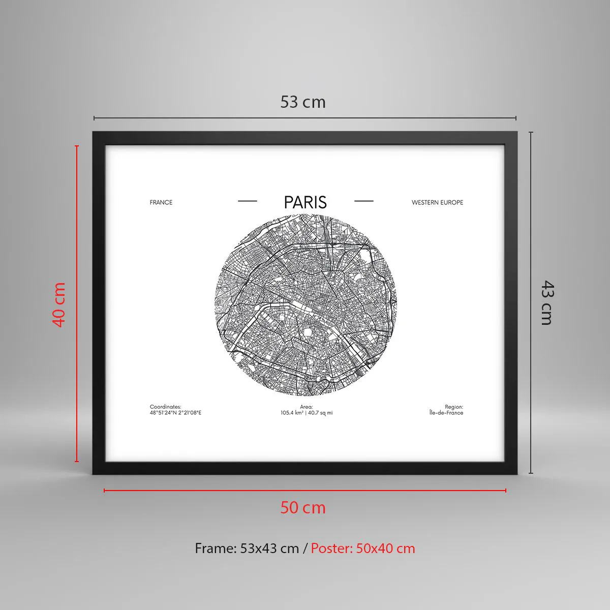 Plakát v černém rámu - Anatomie Paříže - 50x40 cm