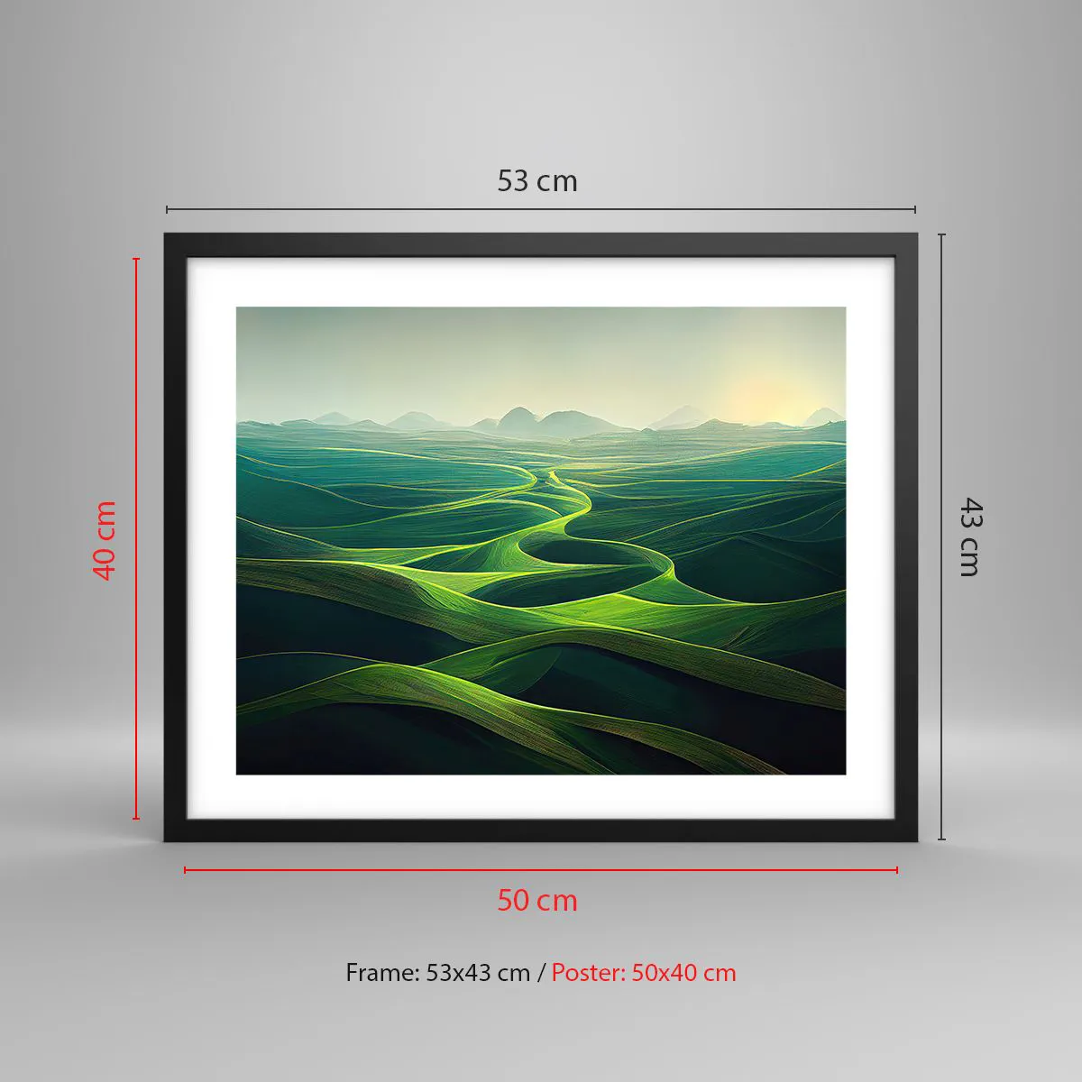 Poster in einem schwarzem Rahmen - In den grünen Tälern - 50x40 cm