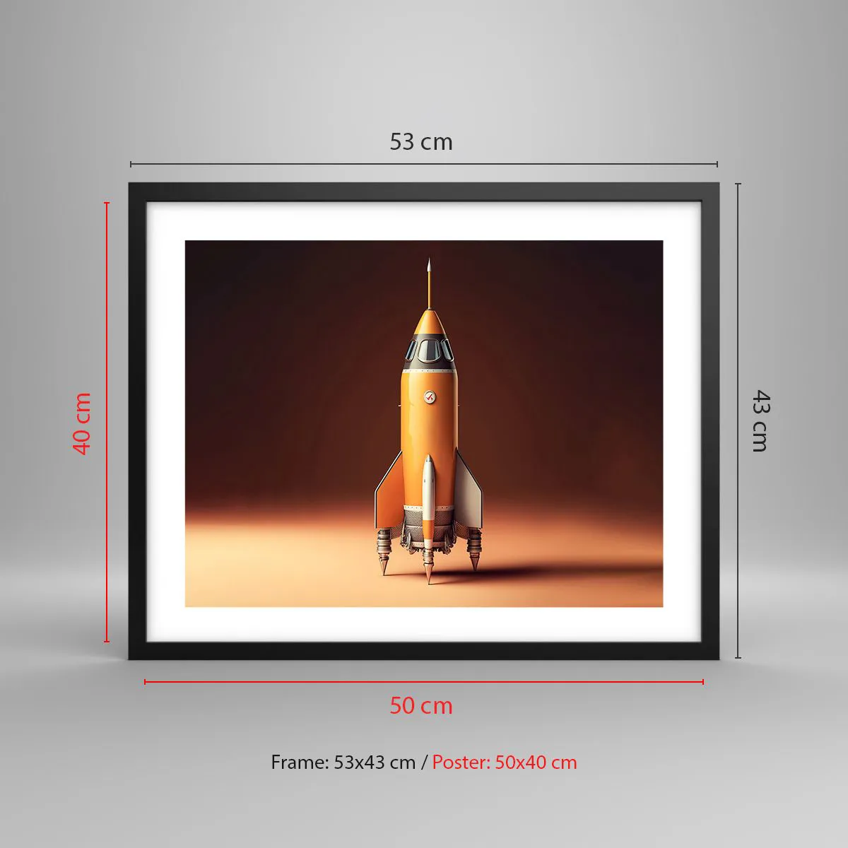 Pôster com moldura preta - Tudo começa com um sonho - 50x40 cm