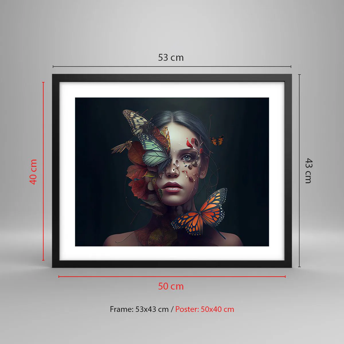 Poster in einem schwarzem Rahmen - Wunderbare Metamorphose - 50x40 cm